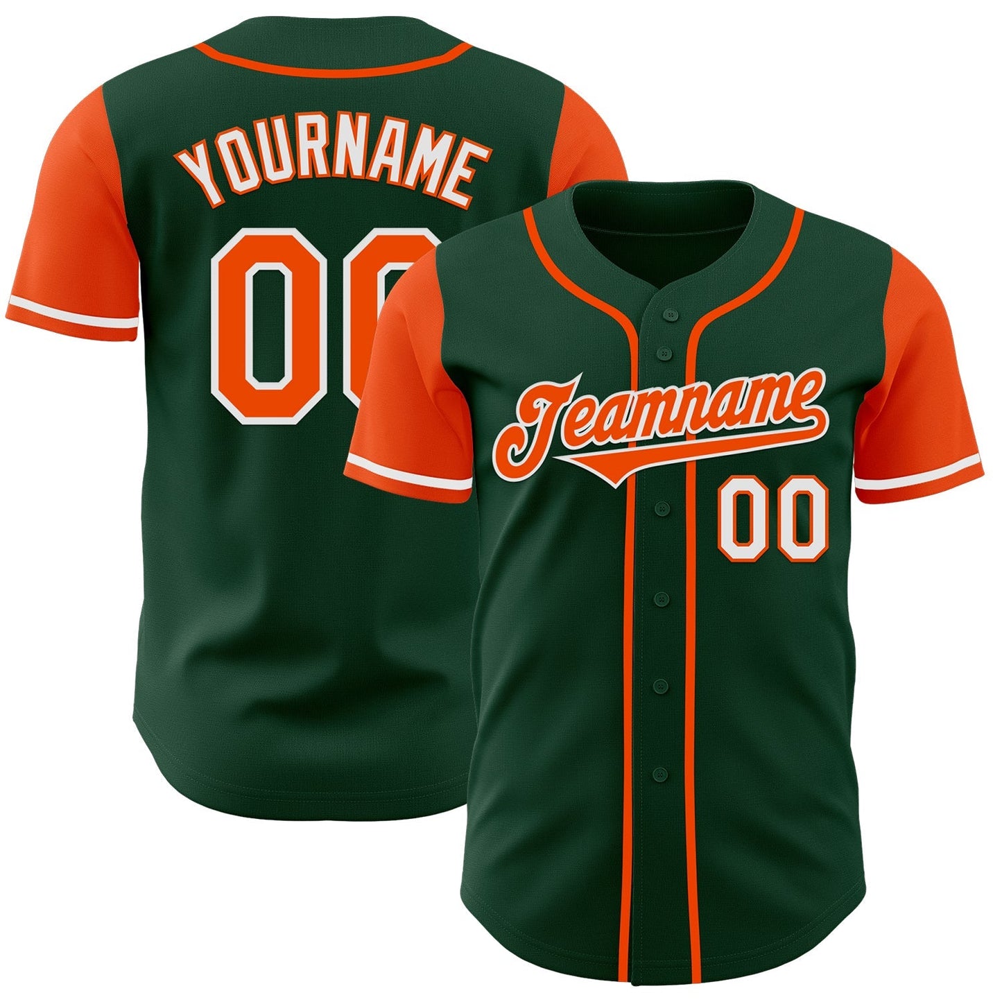 Custom Green Orange-White Authentic Two Tone Baseball Jersey baseball jersey product view 1