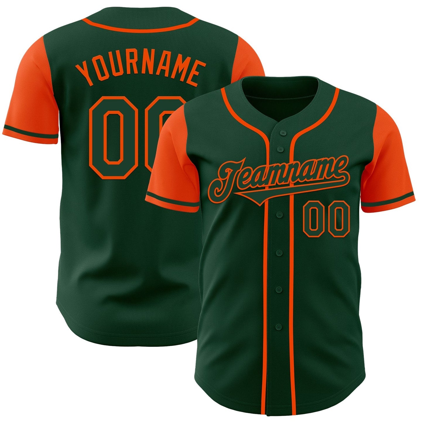 Custom Green Orange Authentic Two Tone Baseball Jersey baseball jersey product view 1