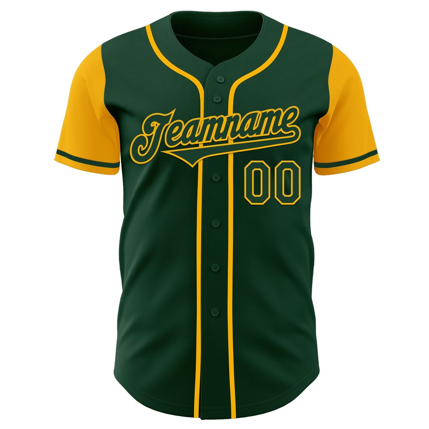 Custom Green Gold Authentic Two Tone Baseball Jersey baseball jersey product view 2