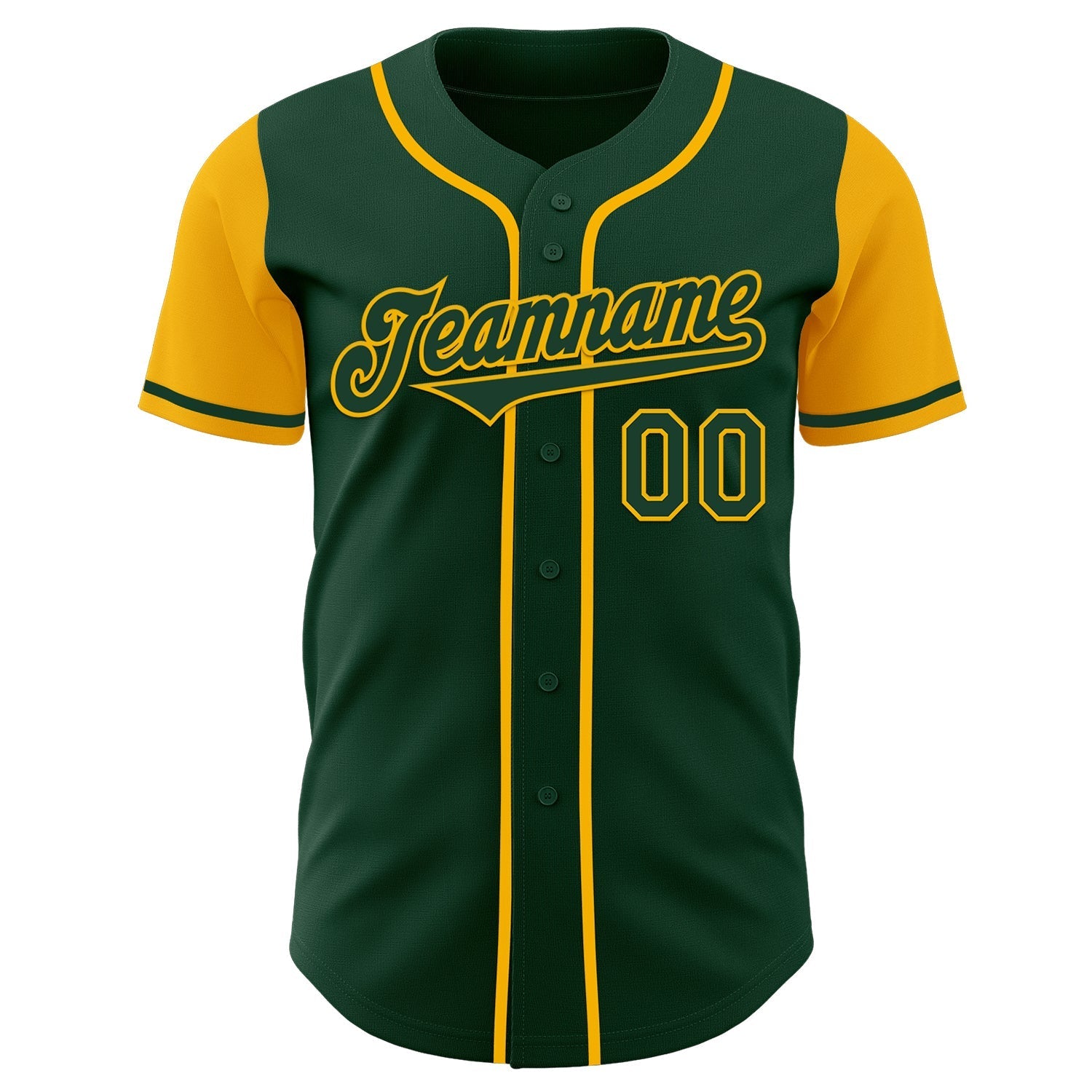 Custom Green Gold Authentic Two Tone Baseball Jersey baseball jersey product view 2