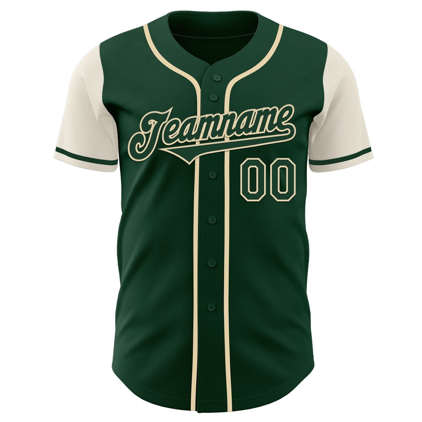 Custom Green Cream Authentic Two Tone Baseball Jersey baseball jersey product view 2