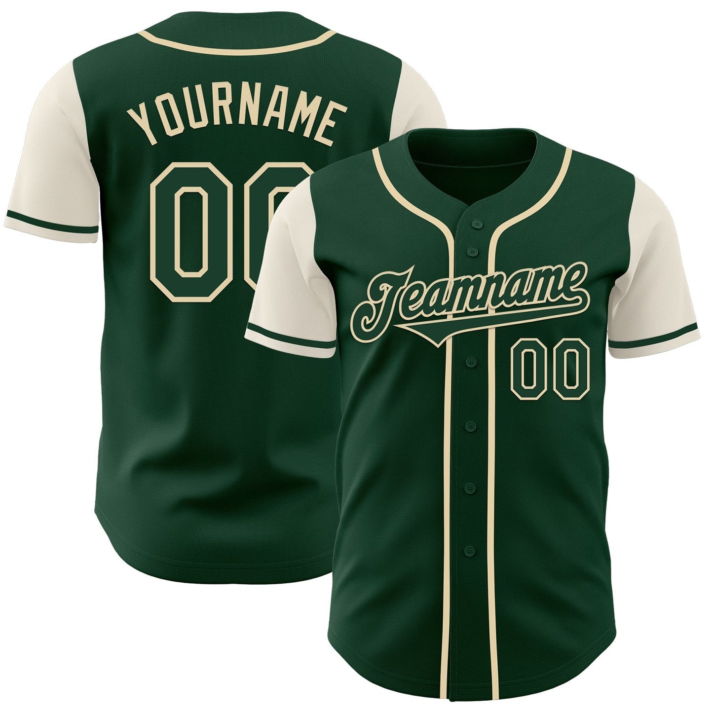 Custom Green Cream Authentic Two Tone Baseball Jersey baseball jersey product view 1