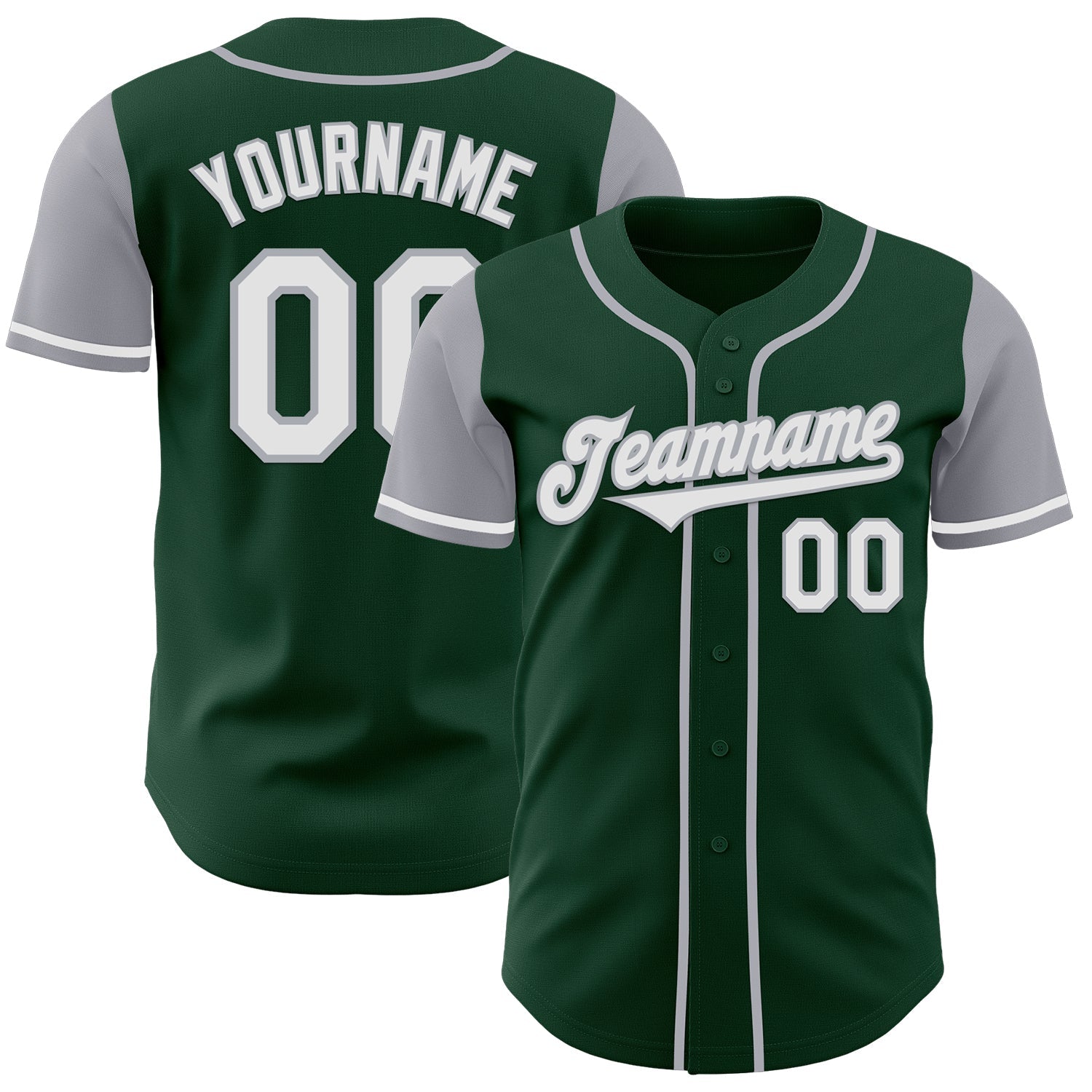 Custom Green White-Gray Authentic Two Tone Baseball Jersey baseball jersey product view 1