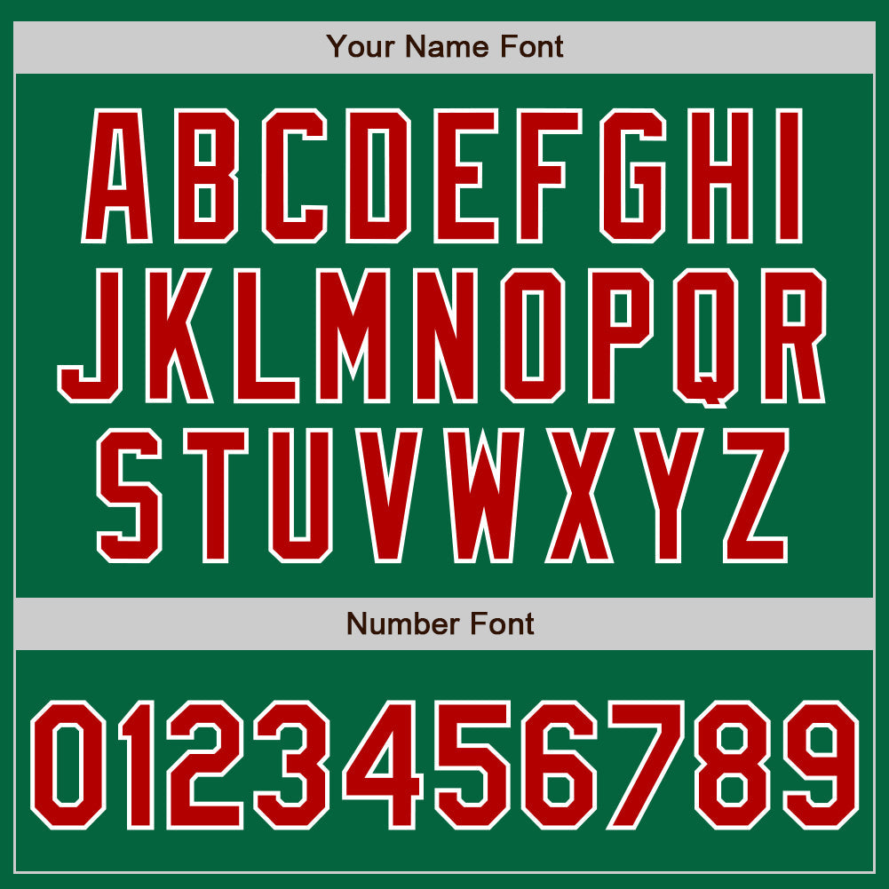 Custom Kelly Green Red-White Authentic Two Tone Baseball Jersey baseball jersey product view 5