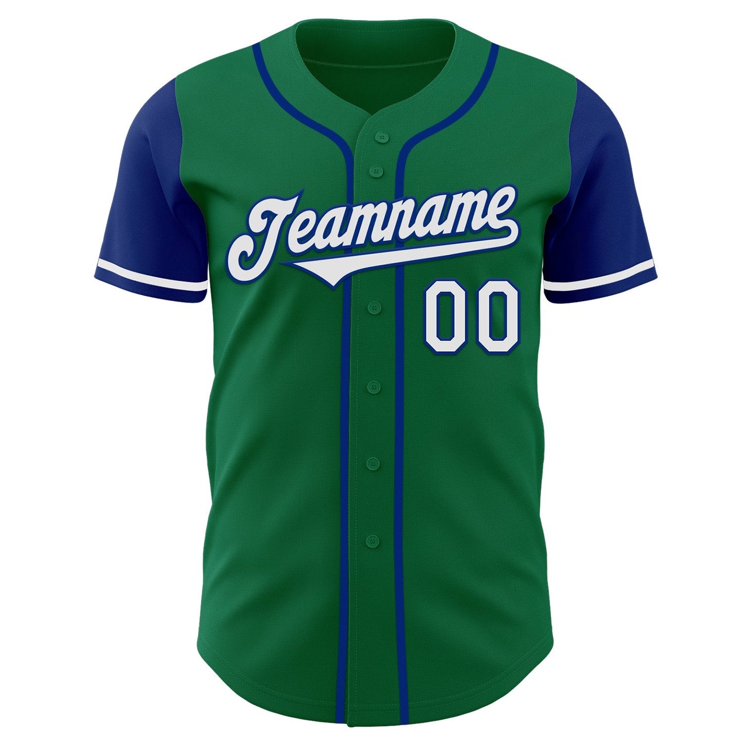Custom Kelly Green White-Royal Authentic Two Tone Baseball Jersey baseball jersey product view 2