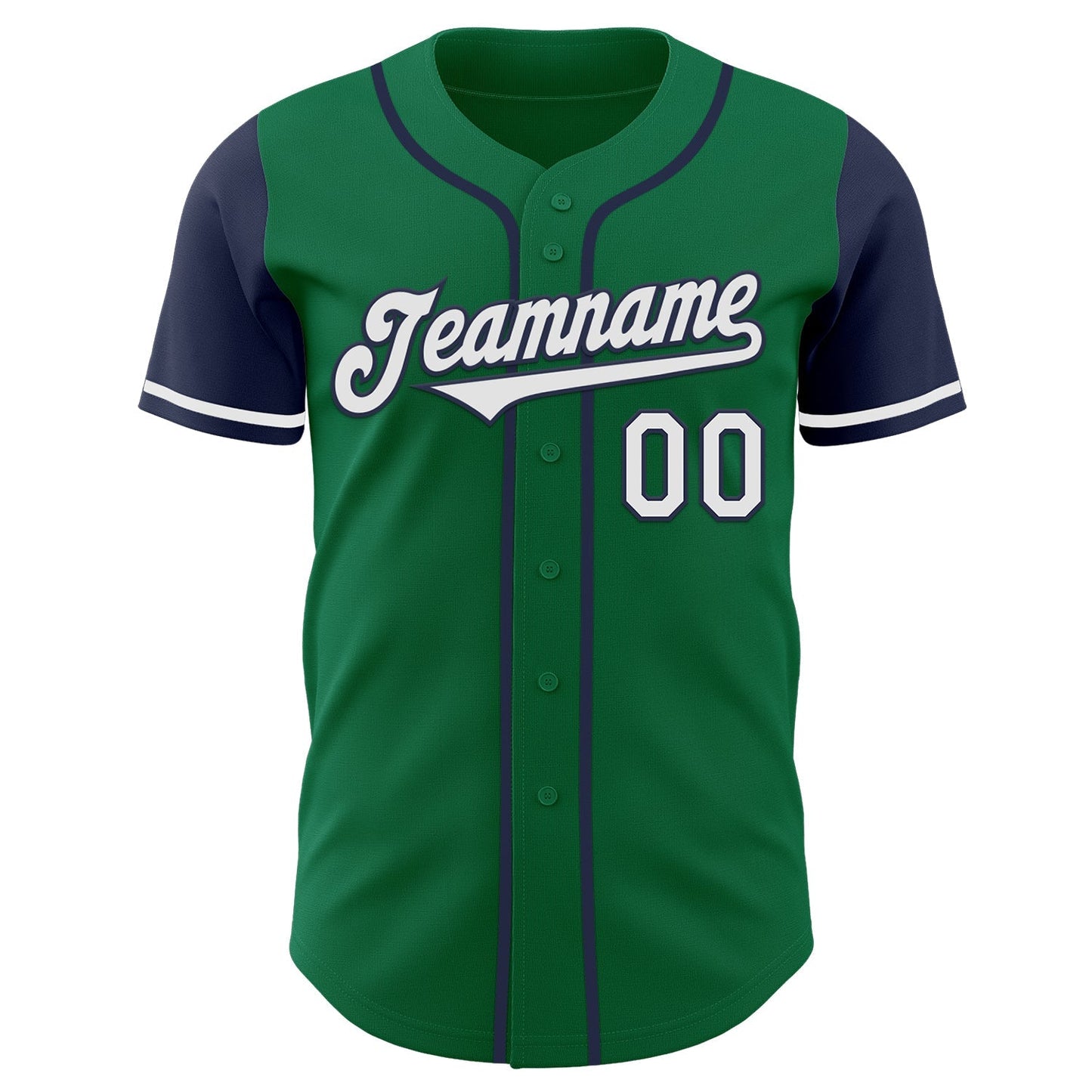 Custom Kelly Green White-Navy Authentic Two Tone Baseball Jersey baseball jersey product view 2