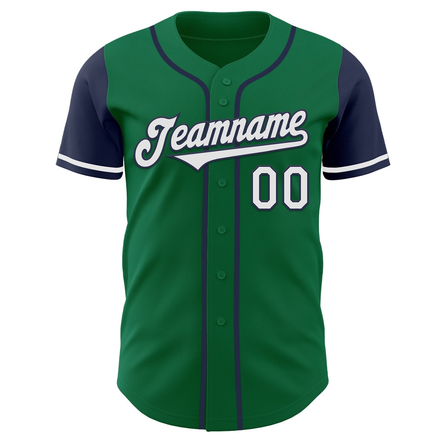Custom Kelly Green White-Navy Authentic Two Tone Baseball Jersey baseball jersey product view 2
