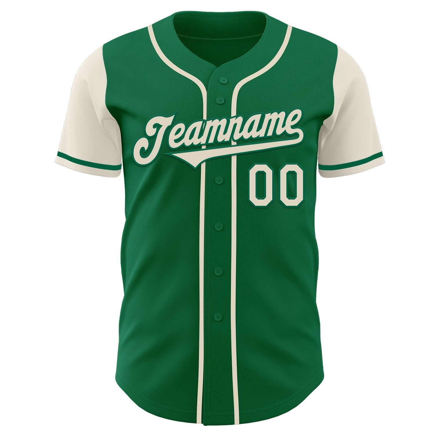 Custom Kelly Green Cream Authentic Two Tone Baseball Jersey baseball jersey product view 2