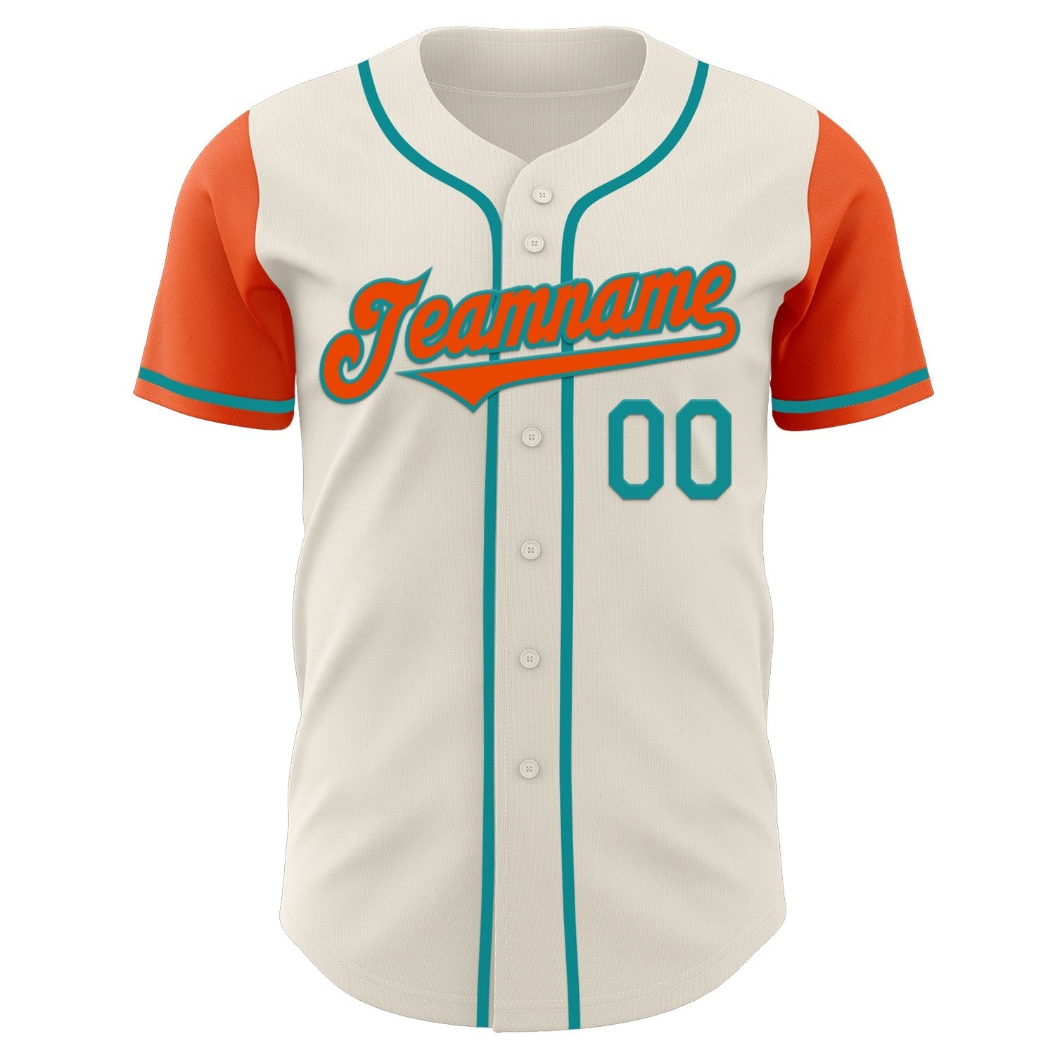Custom Cream Orange-Teal Authentic Two Tone Baseball Jersey baseball jersey product view 2
