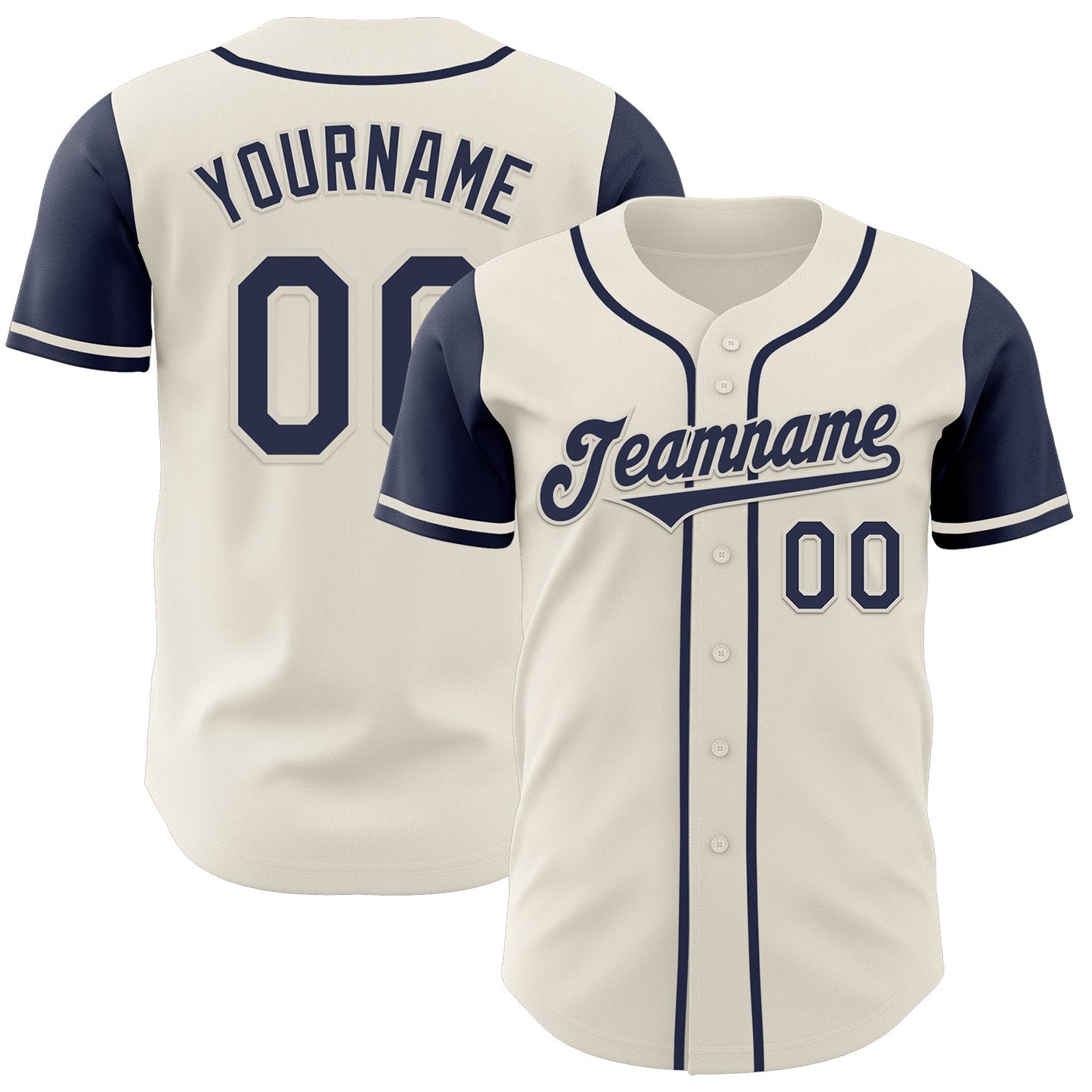 Custom Cream Navy Authentic Two Tone Baseball Jersey baseball jersey product view 1