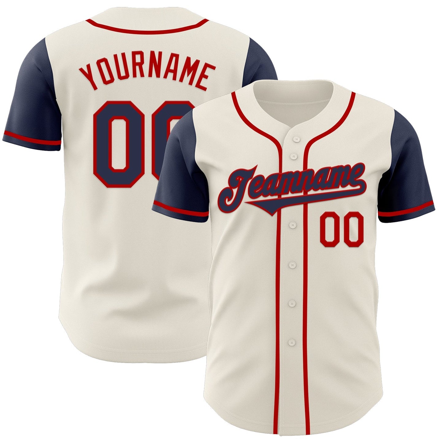Custom Cream Navy-Red Authentic Two Tone Baseball Jersey baseball jersey product view 1
