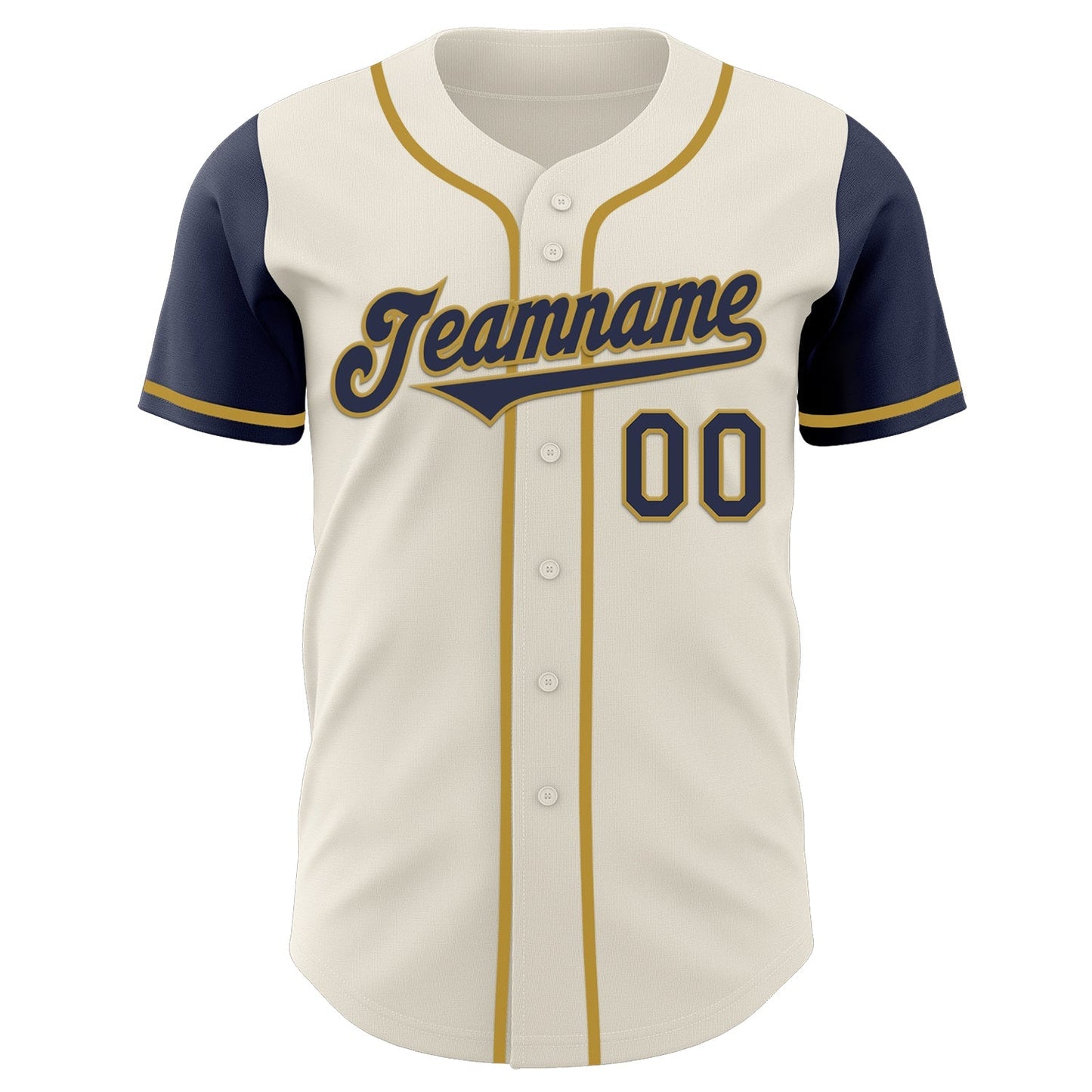 Custom Cream Navy-Old Gold Authentic Two Tone Baseball Jersey baseball jersey product view 2