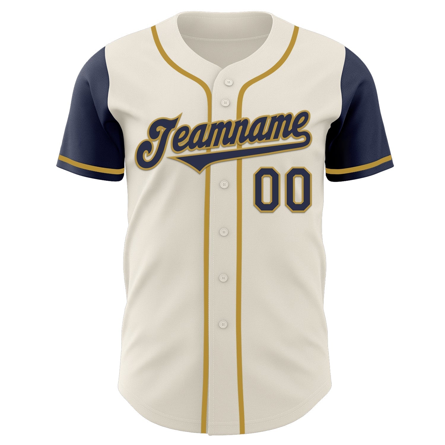 Custom Cream Navy-Old Gold Authentic Two Tone Baseball Jersey baseball jersey product view 2
