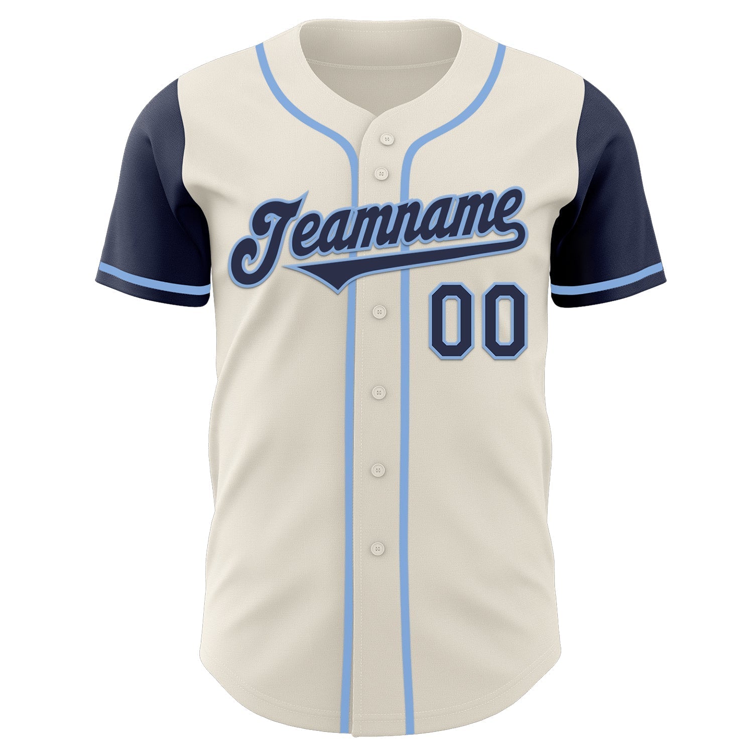 Custom Cream Navy-Light Blue Authentic Two Tone Baseball Jersey baseball jersey product view 2