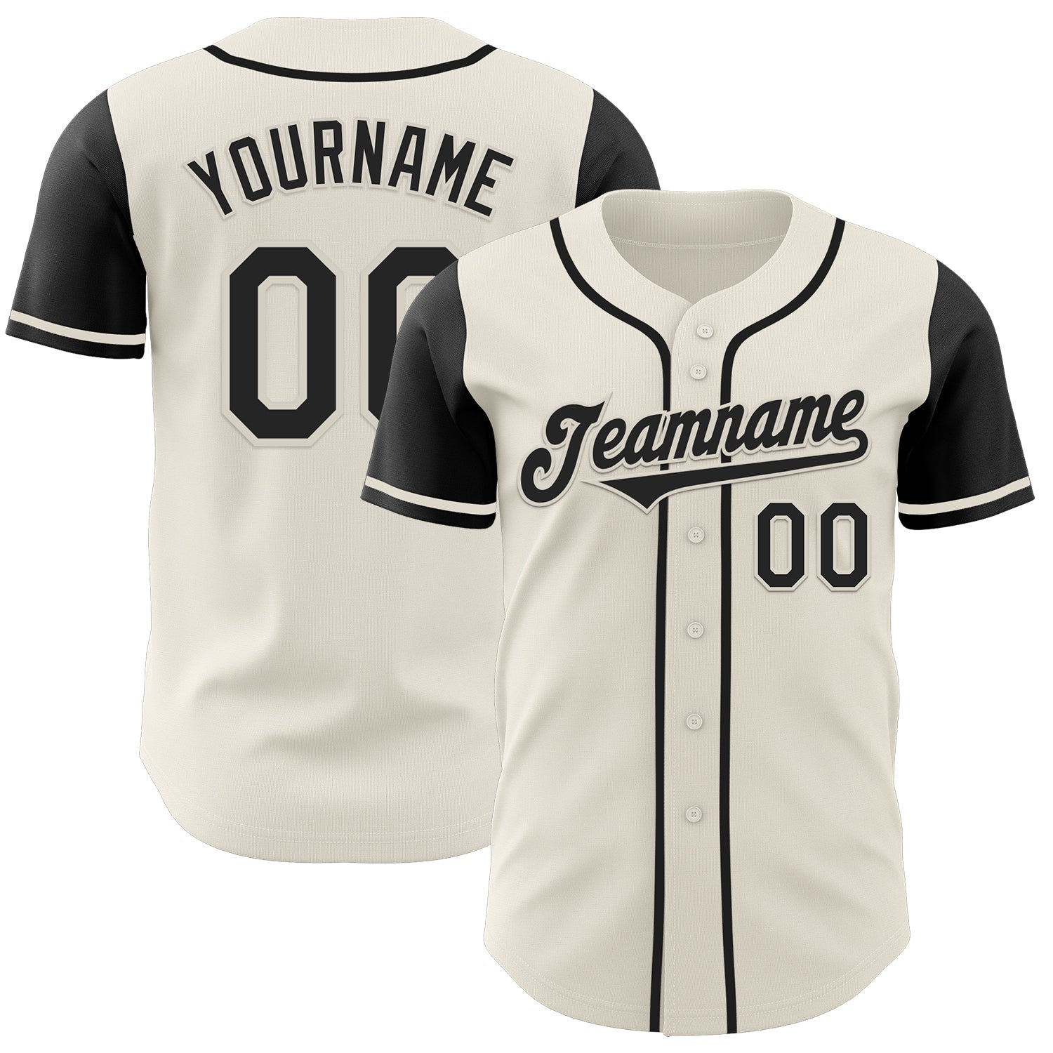 Custom Cream Black Authentic Two Tone Baseball Jersey baseball jersey product view 1