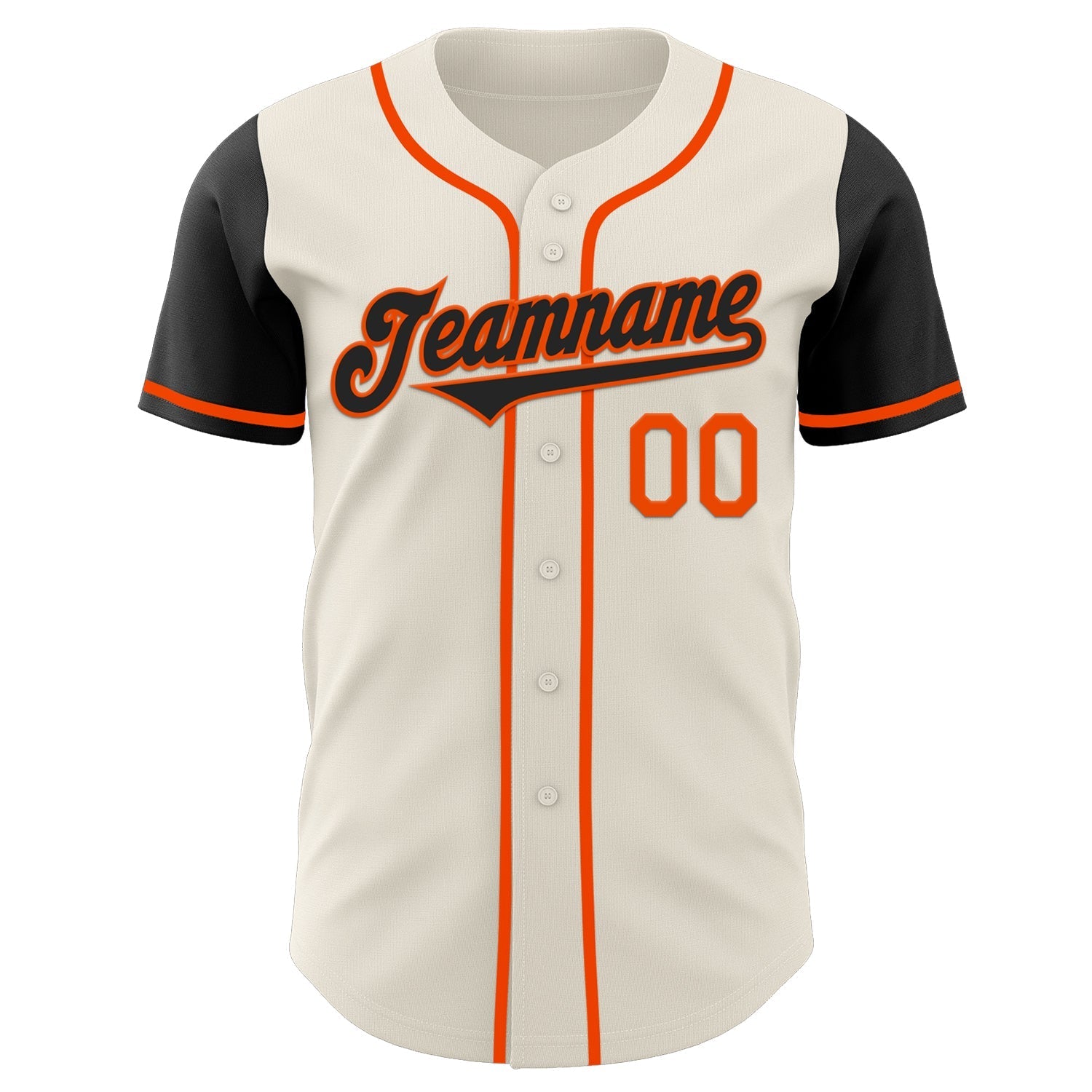 Custom Cream Black-Orange Authentic Two Tone Baseball Jersey baseball jersey product view 2