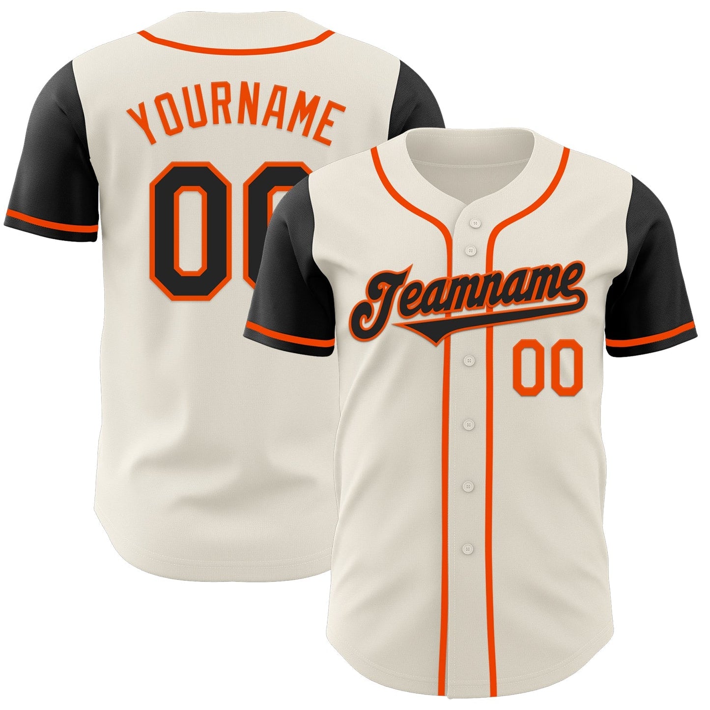 Custom Cream Black-Orange Authentic Two Tone Baseball Jersey baseball jersey product view 1