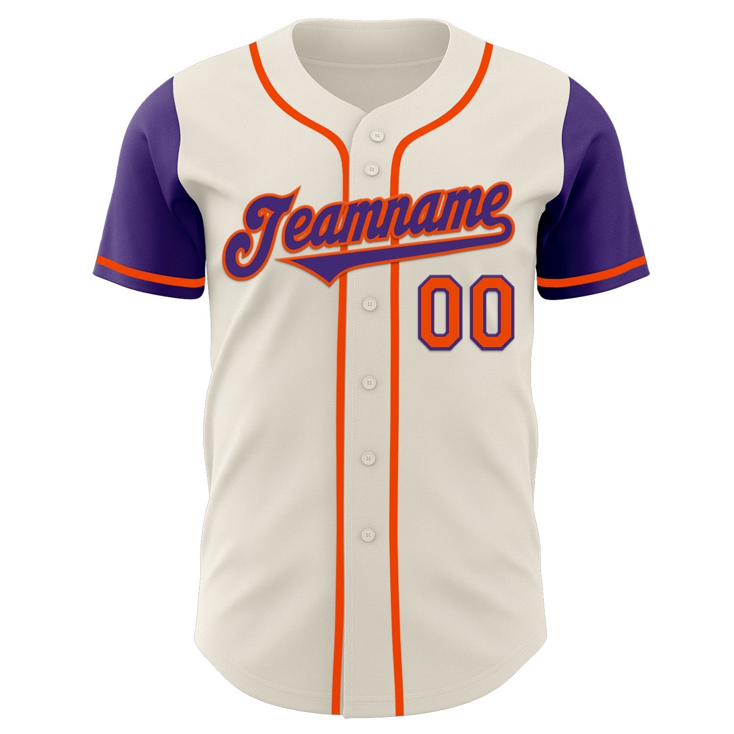 Custom Cream Purple-Orange Authentic Two Tone Baseball Jersey baseball jersey product view 2