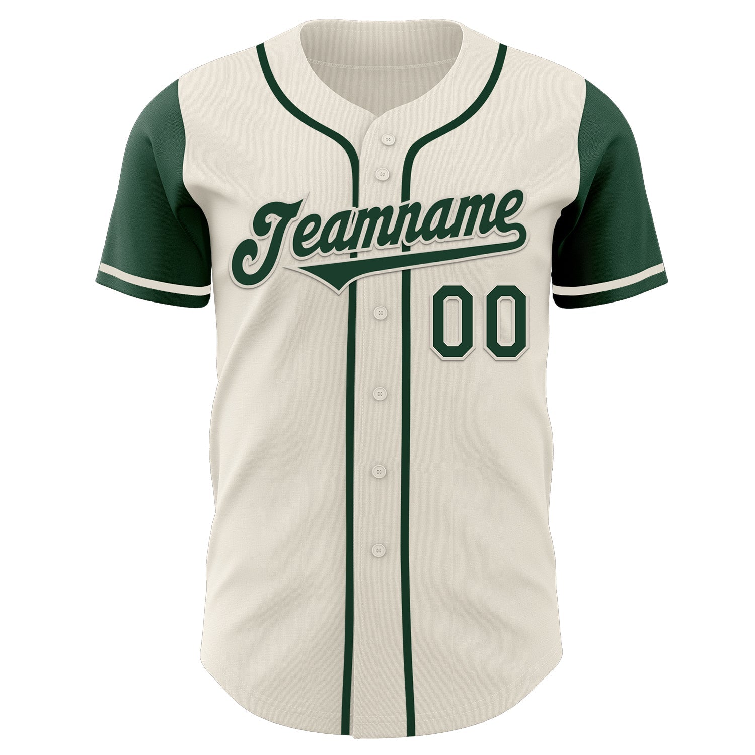 Custom Cream Green Authentic Two Tone Baseball Jersey baseball jersey product view 2