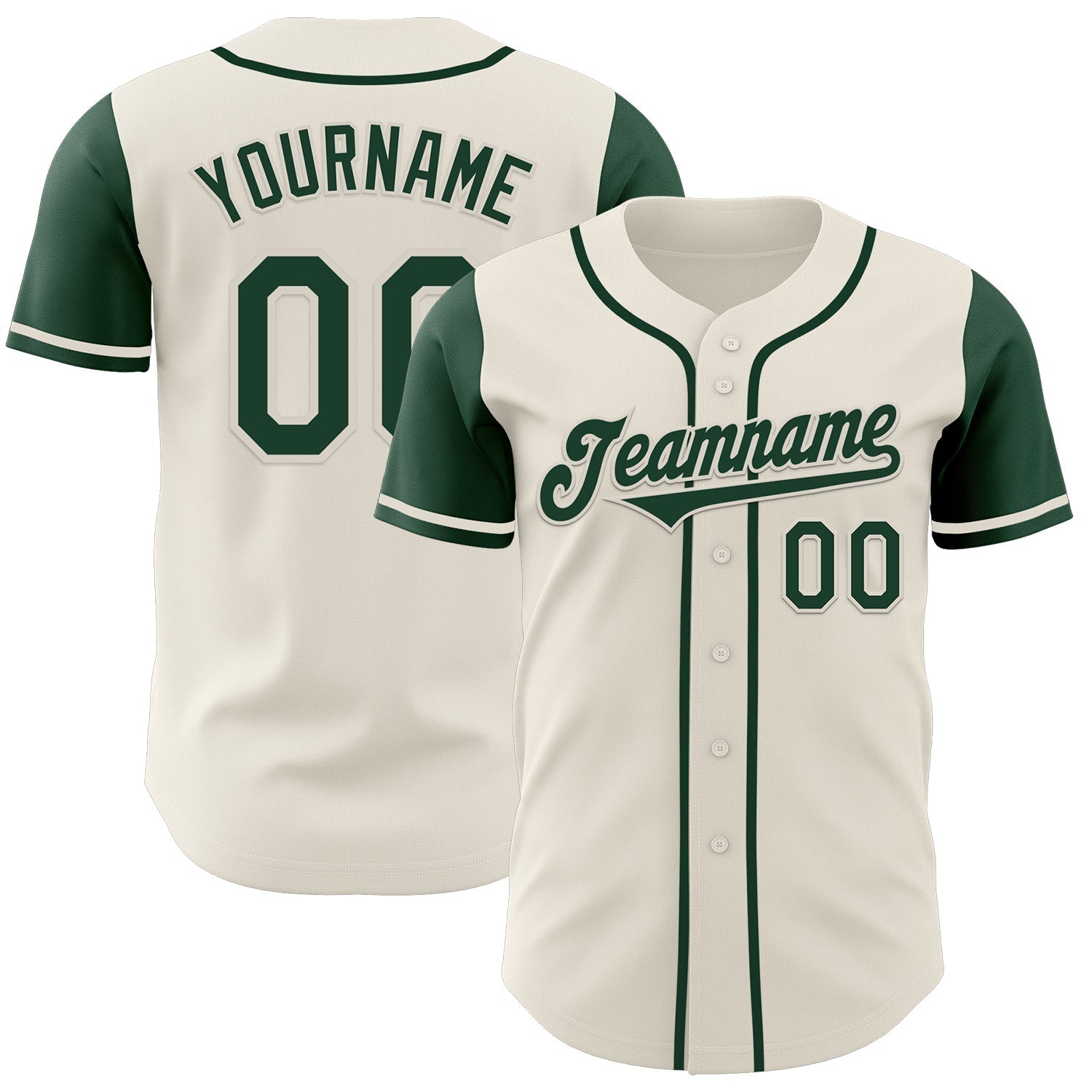Custom Cream Green Authentic Two Tone Baseball Jersey baseball jersey product view 1