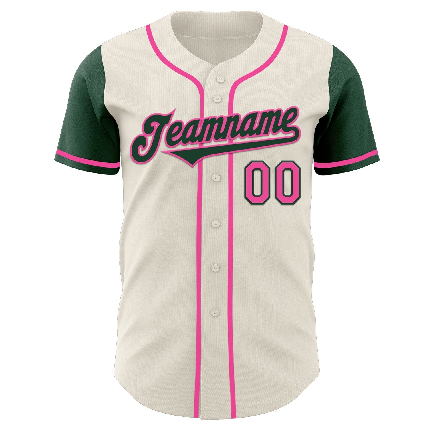 Custom Cream Green-Pink Authentic Two Tone Baseball Jersey baseball jersey product view 2