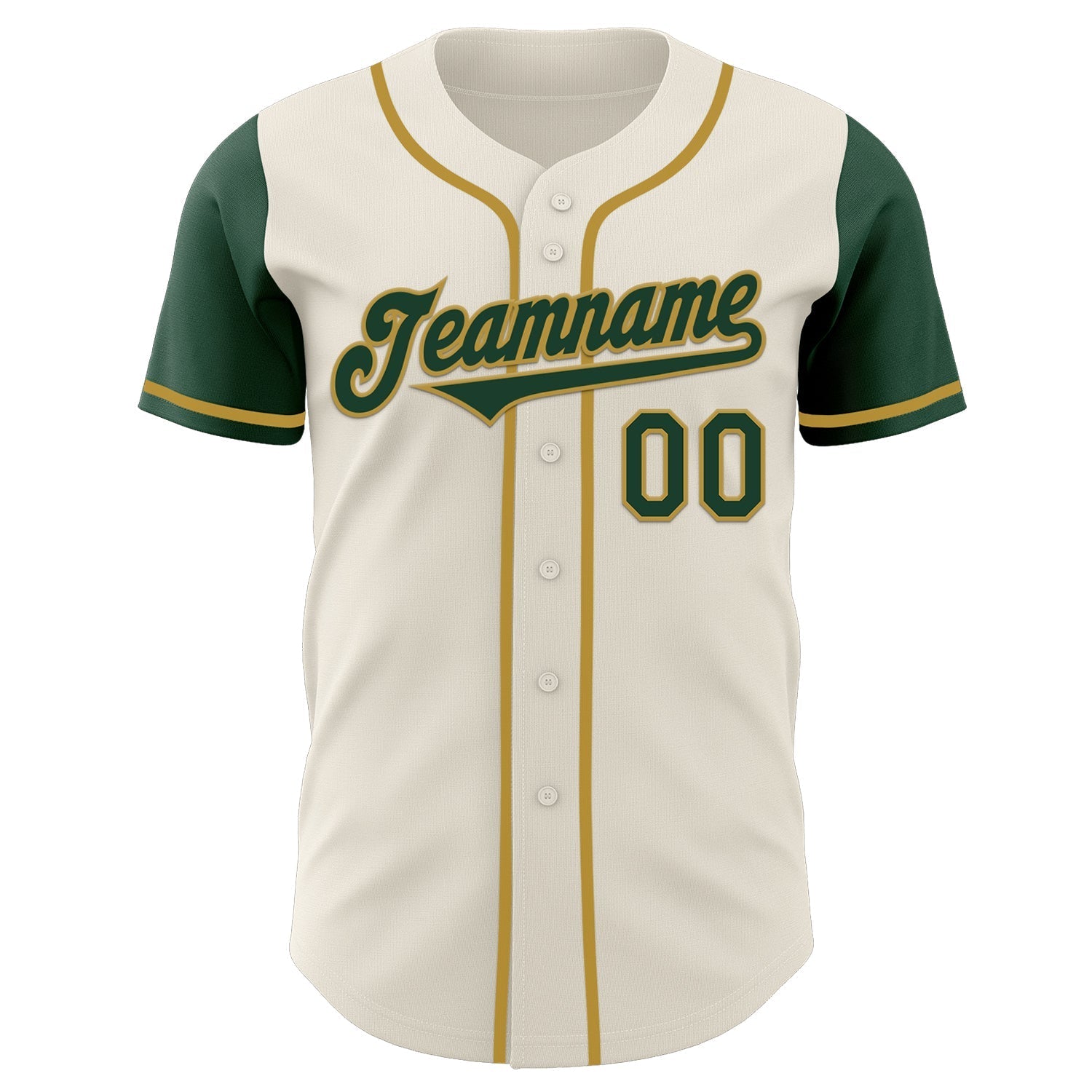 Custom Cream Green-Old Gold Authentic Two Tone Baseball Jersey baseball jersey product view 2