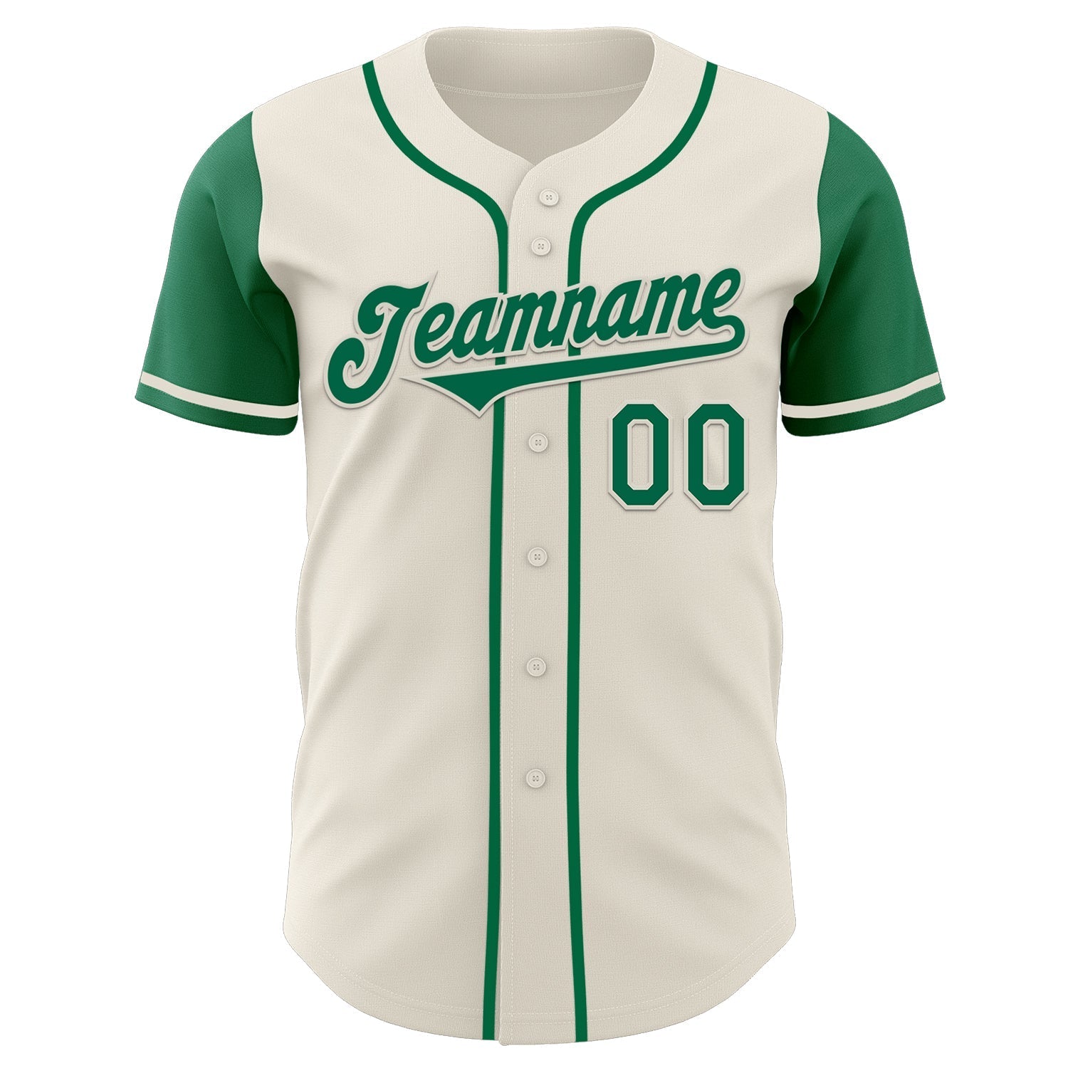 Custom Cream Kelly Green Authentic Two Tone Baseball Jersey baseball jersey product view 2
