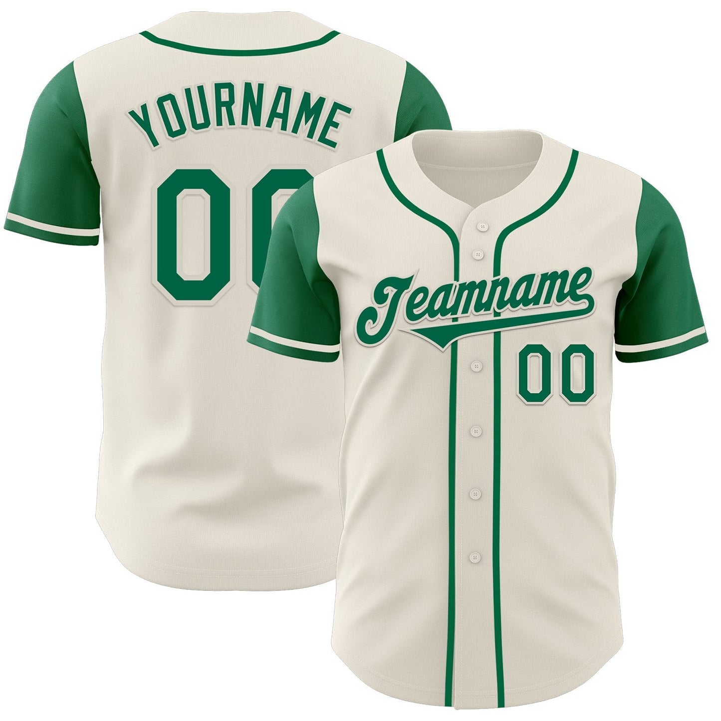 Custom Cream Kelly Green Authentic Two Tone Baseball Jersey baseball jersey product view 1