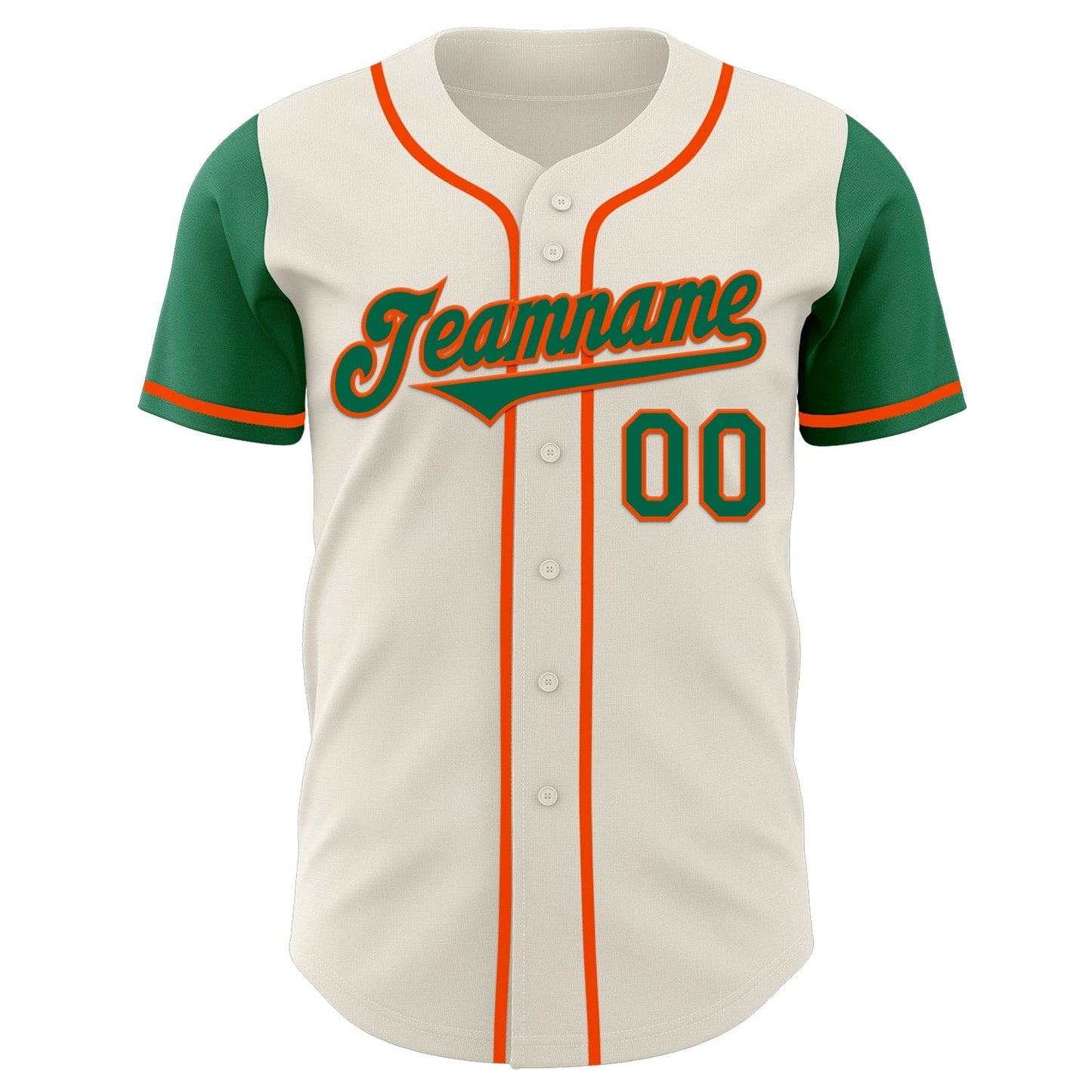 Custom Cream Kelly Green-Orange Authentic Two Tone Baseball Jersey baseball jersey product view 2