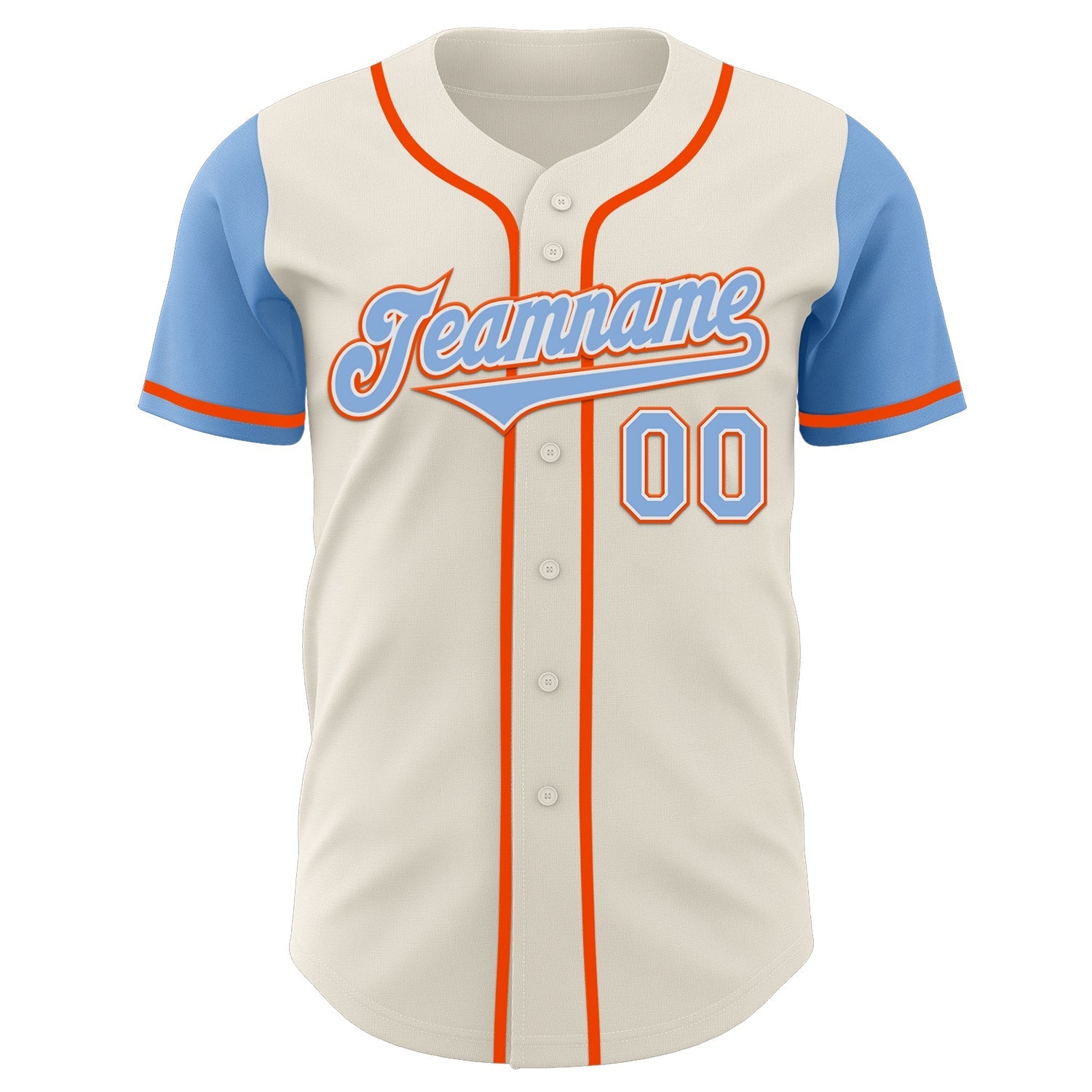 Custom Cream Light Blue White-Orange Authentic Two Tone Baseball Jersey baseball jersey product view 2