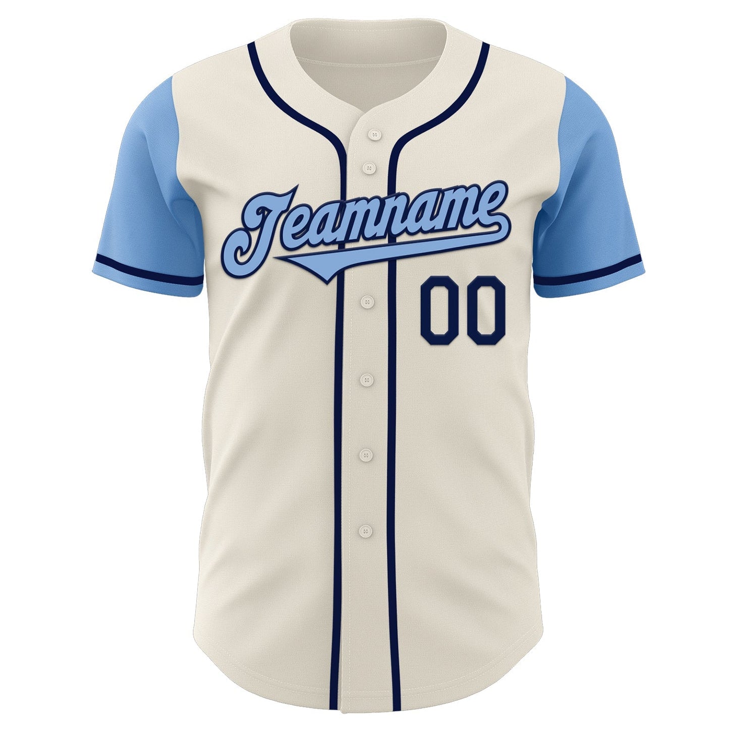 Custom Cream Light Blue-Navy Authentic Two Tone Baseball Jersey baseball jersey product view 2