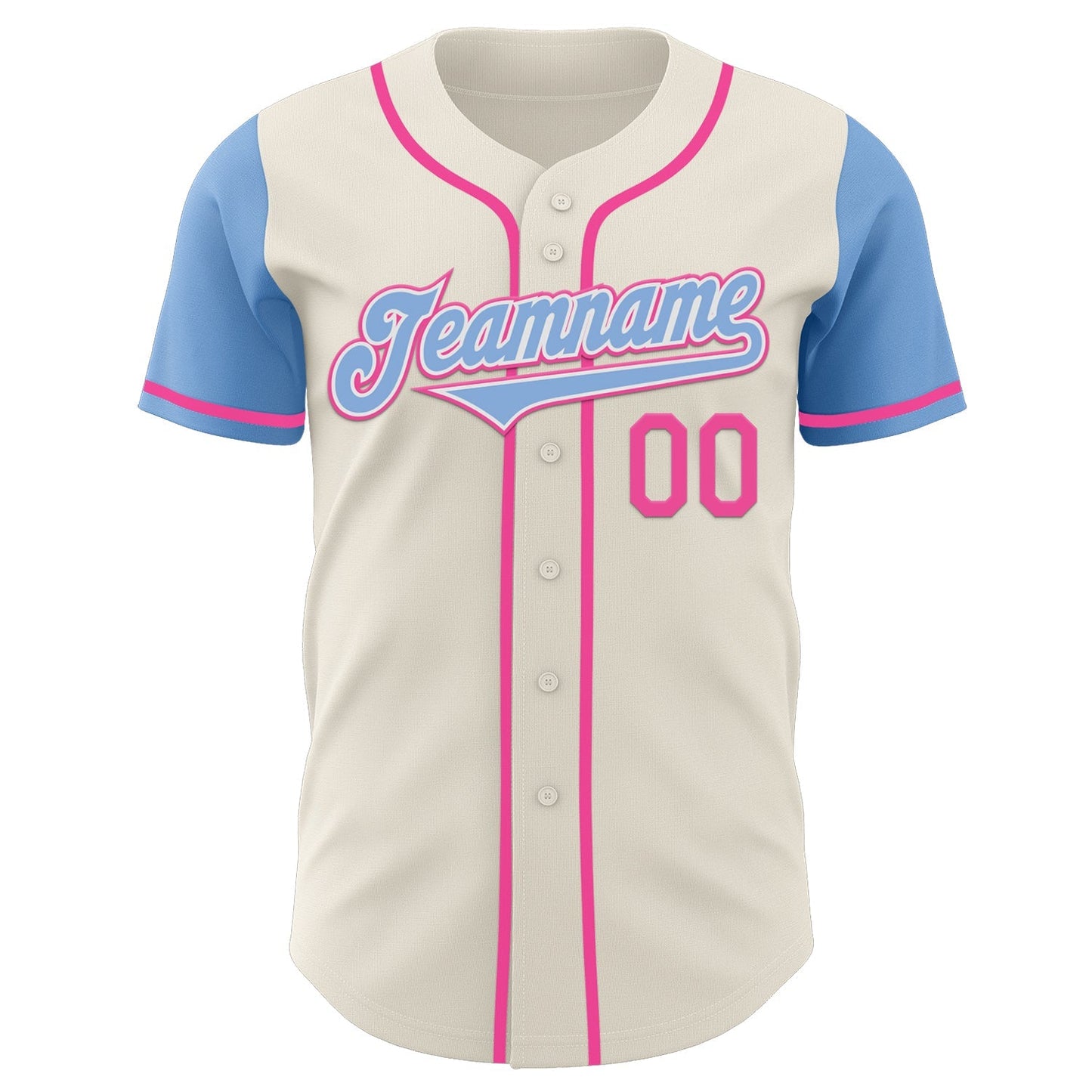 Custom Cream Light Blue White-Pink Authentic Two Tone Baseball Jersey baseball jersey product view 2