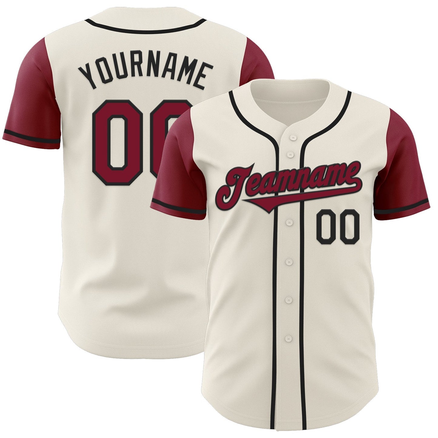 Custom Cream Crimson-Black Authentic Two Tone Baseball Jersey baseball jersey product view 1