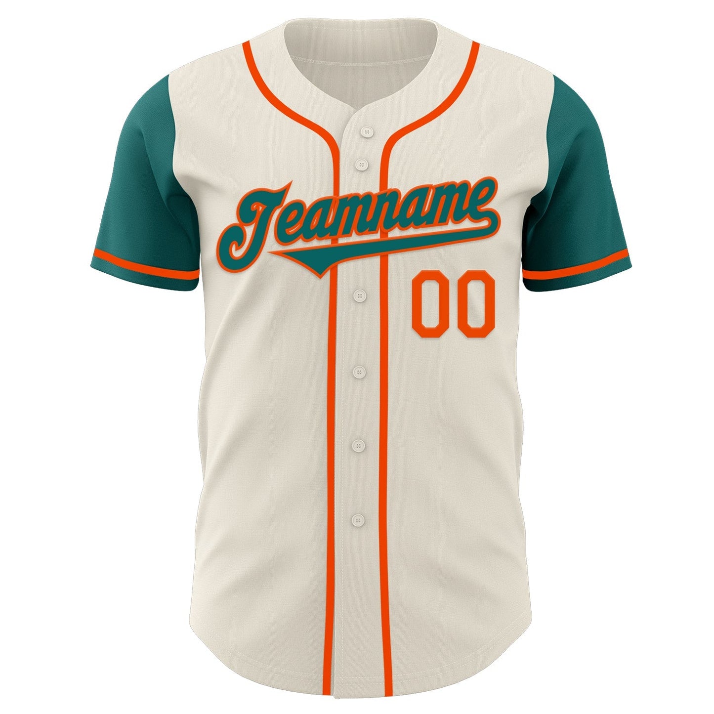 Custom Cream Teal-Orange Authentic Two Tone Baseball Jersey baseball jersey product view 2