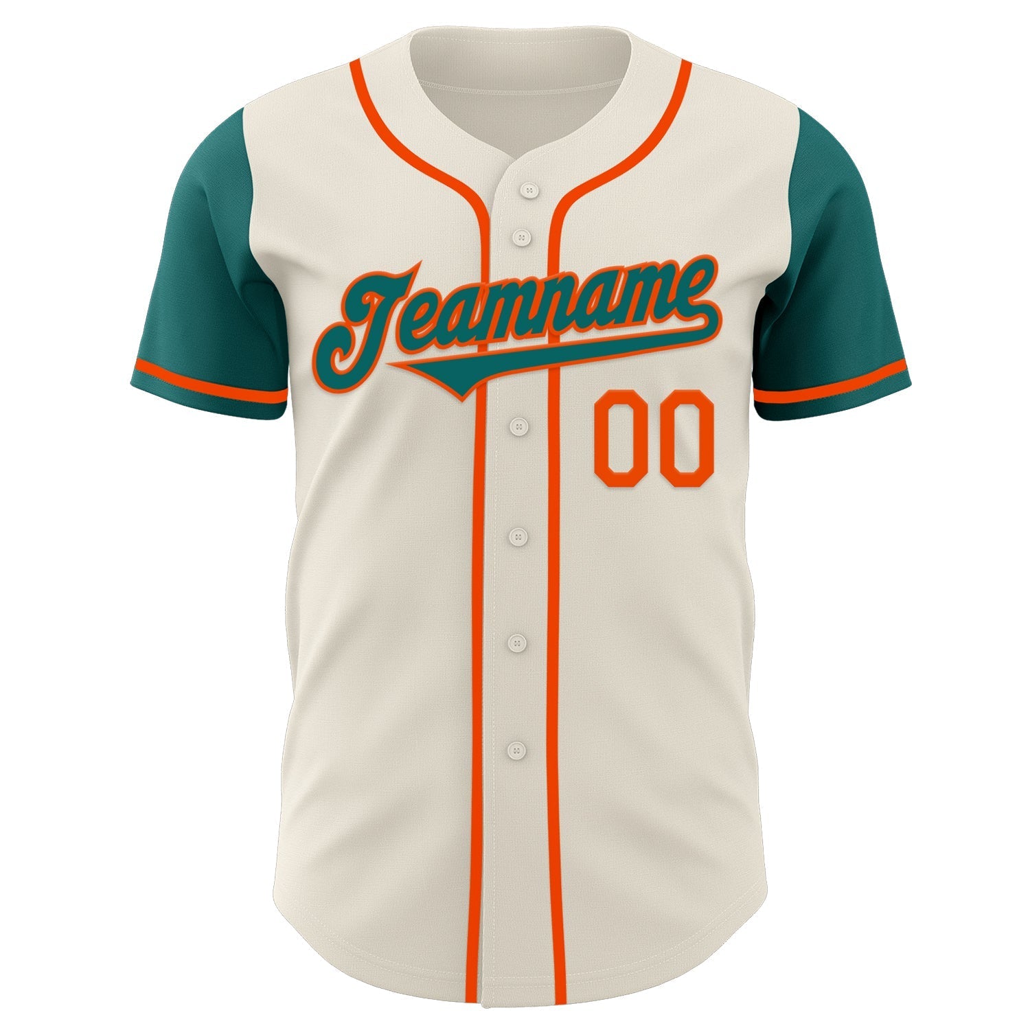 Custom Cream Teal-Orange Authentic Two Tone Baseball Jersey baseball jersey product view 2