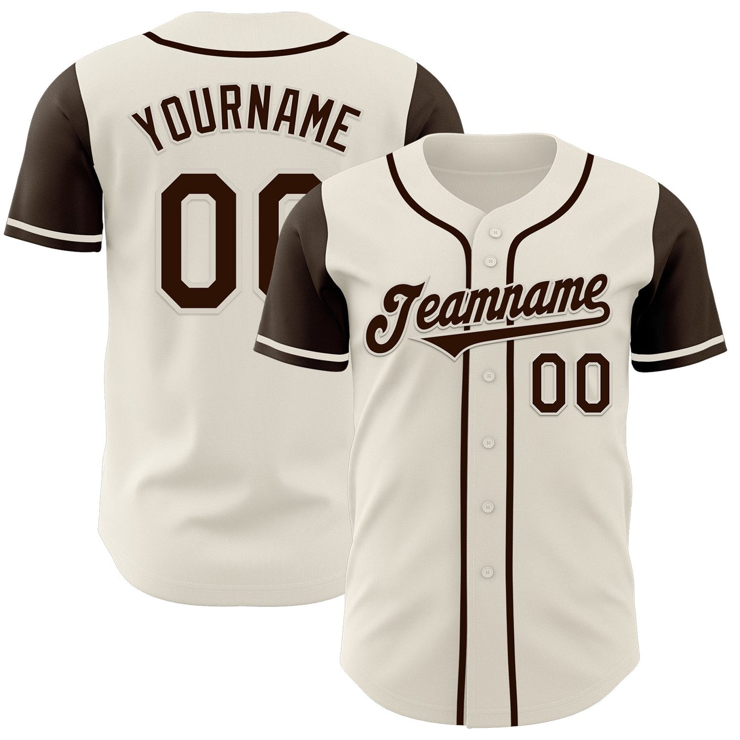 Custom Cream Brown Authentic Two Tone Baseball Jersey baseball jersey product view 1