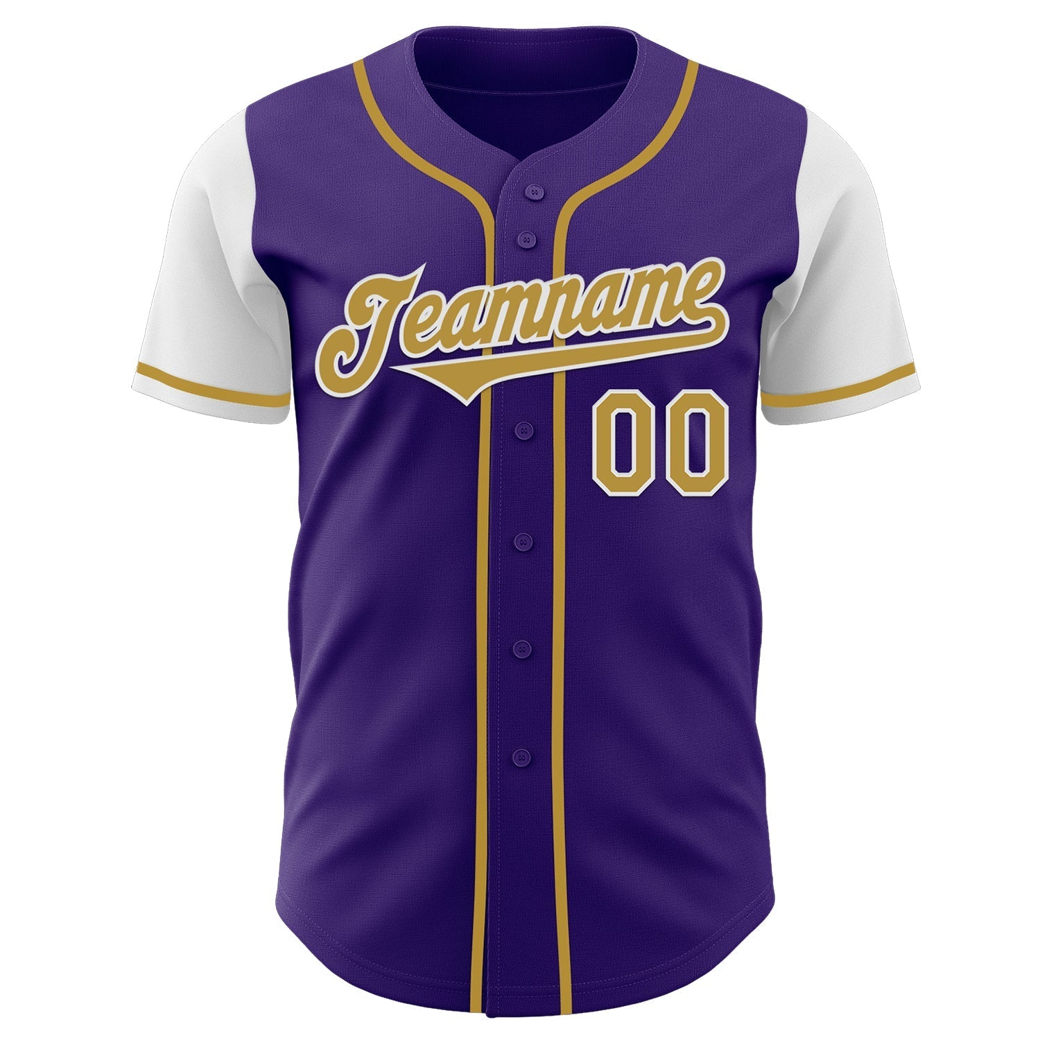 Custom Purple Old Gold-White Authentic Two Tone Baseball Jersey baseball jersey product view 2