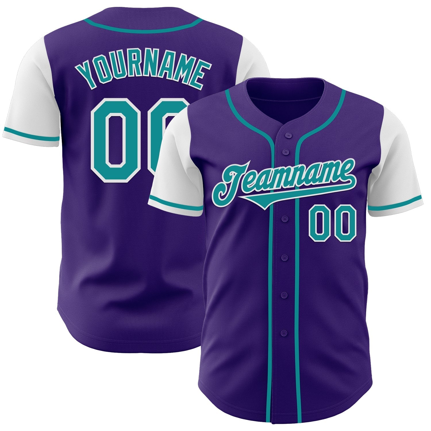 Custom Purple Teal-White Authentic Two Tone Baseball Jersey baseball jersey product view 1