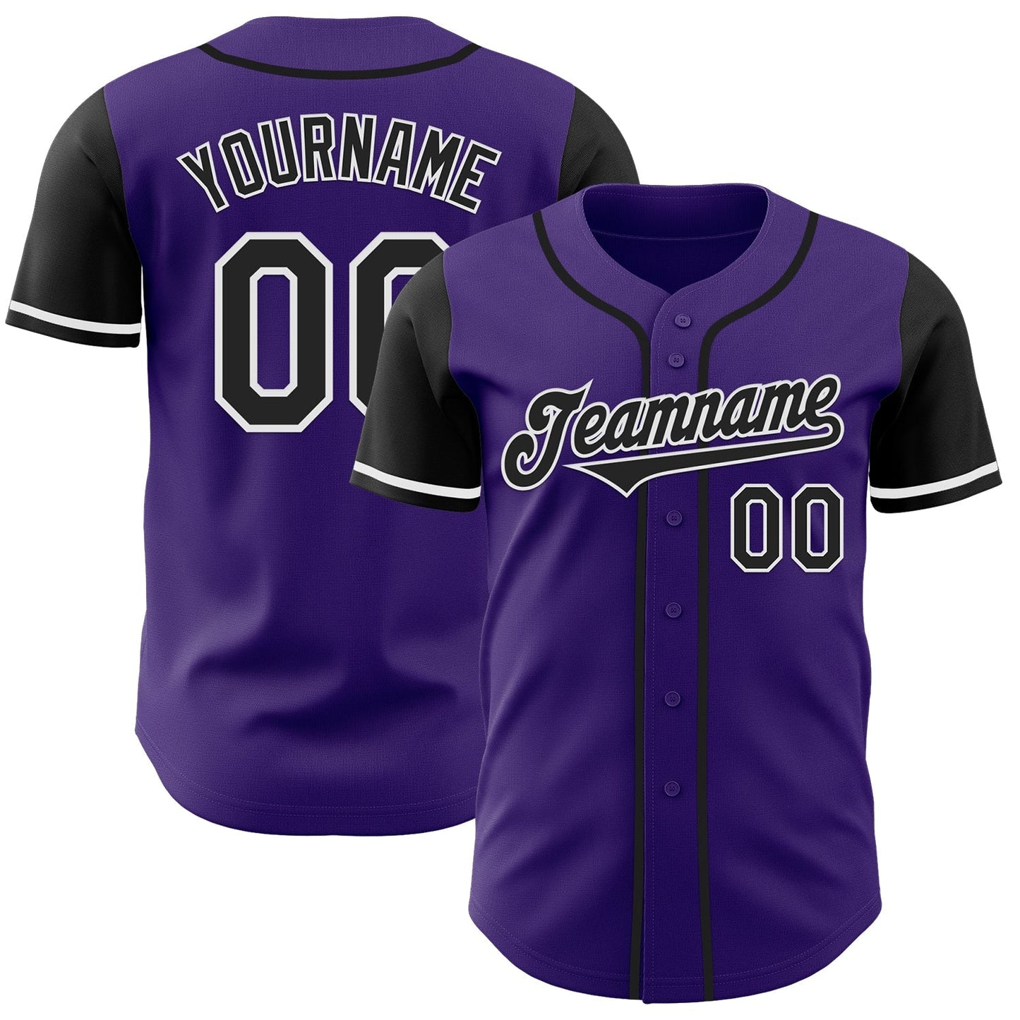 Custom Purple Black-White Authentic Two Tone Baseball Jersey baseball jersey product view 1