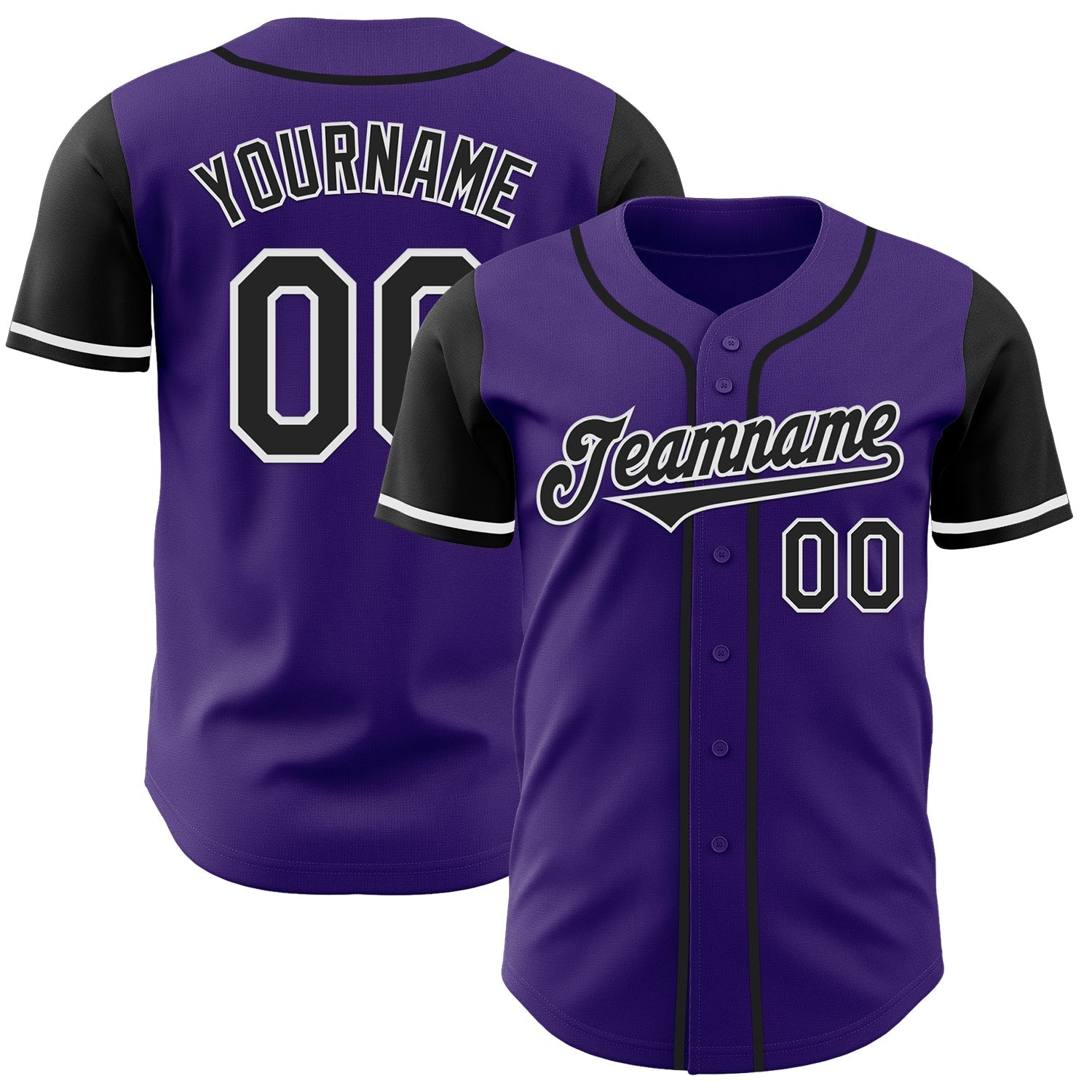 Custom Purple Black-White Authentic Two Tone Baseball Jersey baseball jersey product view 1