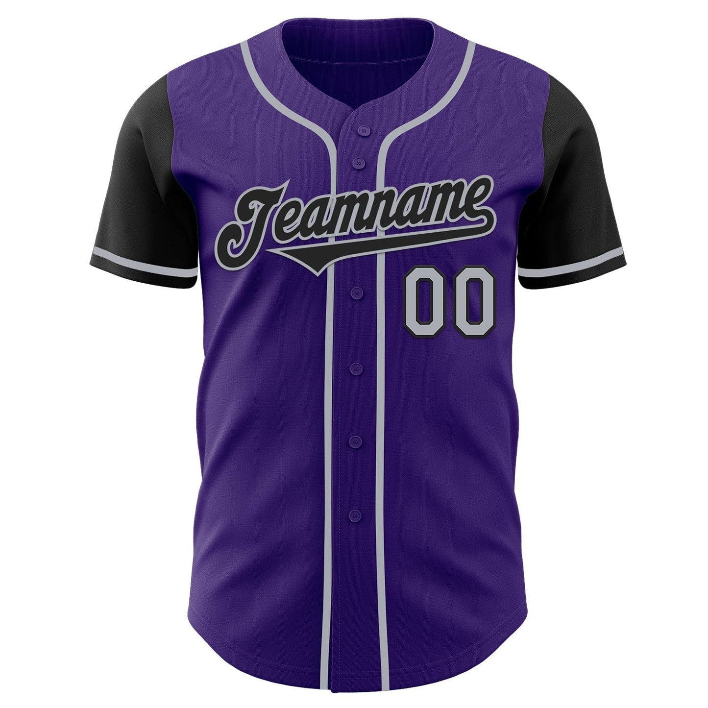 Custom Purple Black-Gray Authentic Two Tone Baseball Jersey baseball jersey product view 2