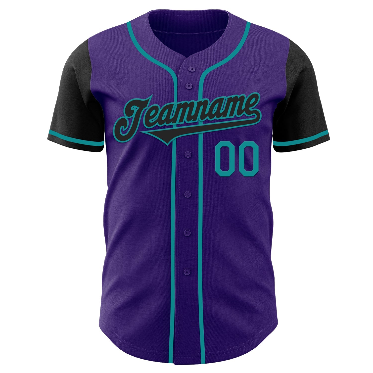 Custom Purple Black-Teal Authentic Two Tone Baseball Jersey baseball jersey product view 2