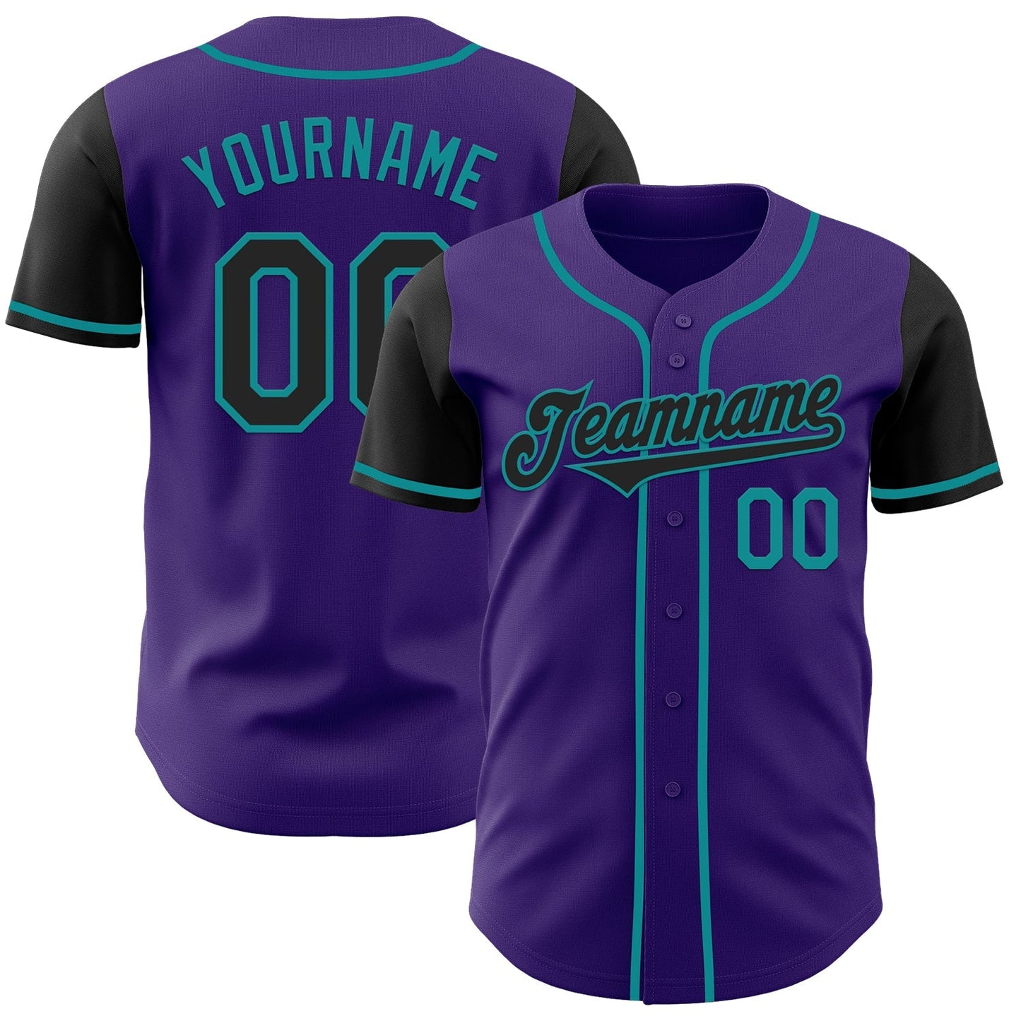 Custom Purple Black-Teal Authentic Two Tone Baseball Jersey baseball jersey product view 1