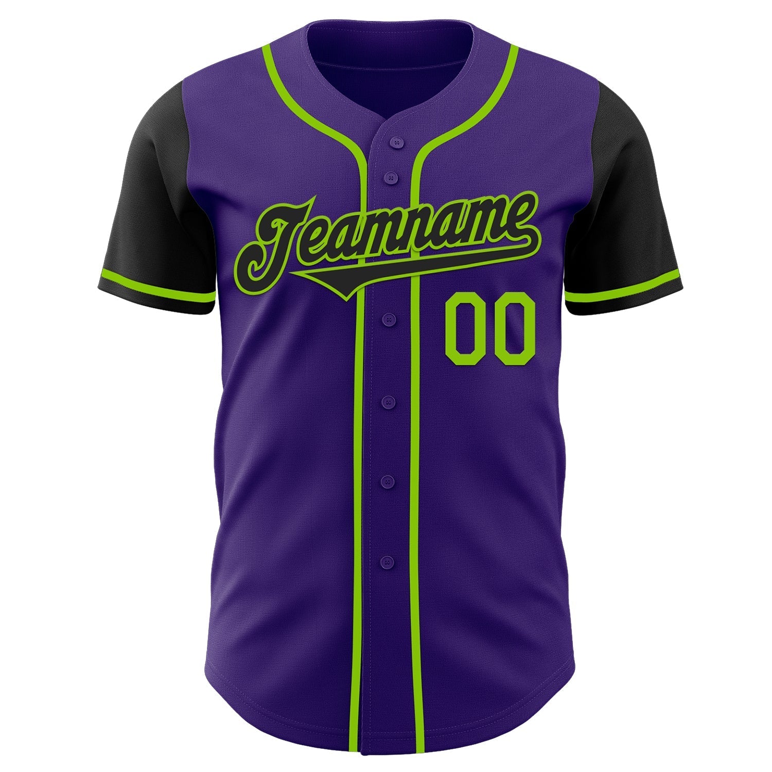 Custom Purple Black-Neon Green Authentic Two Tone Baseball Jersey baseball jersey product view 2