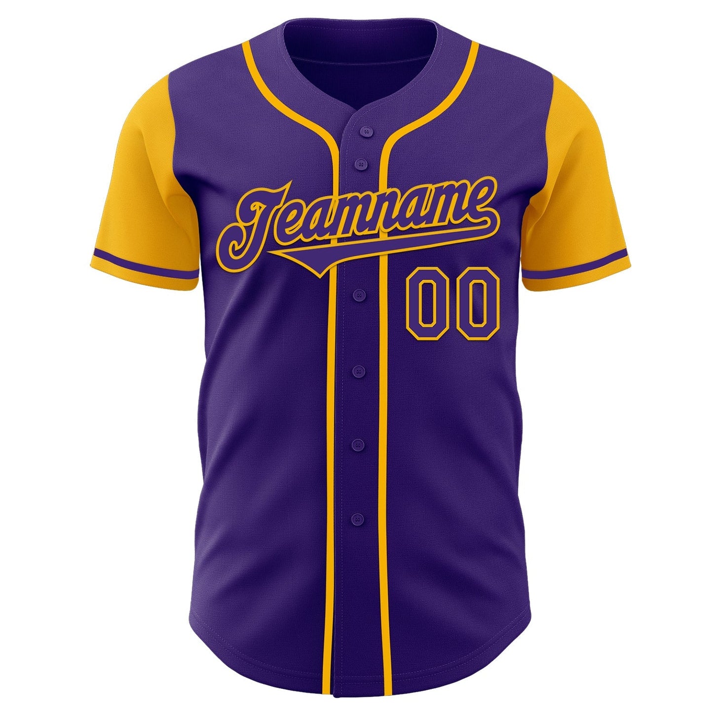 Custom Purple Gold Authentic Two Tone Baseball Jersey baseball jersey product view 2