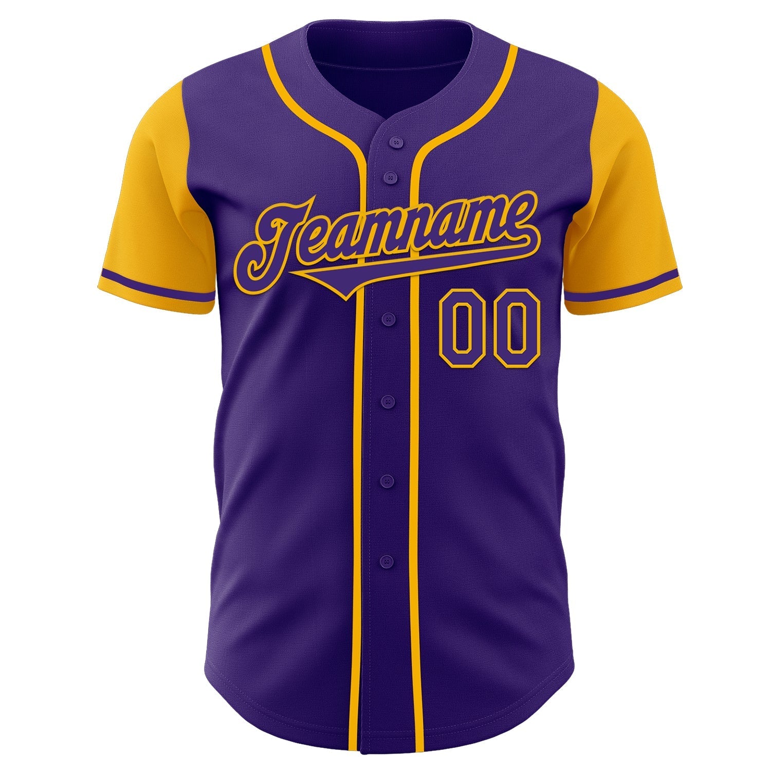 Custom Purple Gold Authentic Two Tone Baseball Jersey baseball jersey product view 2
