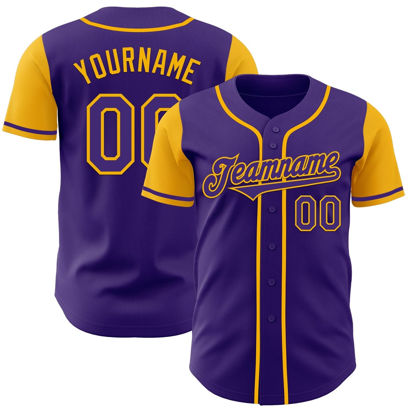 Custom Purple Gold Authentic Two Tone Baseball Jersey baseball jersey product view 1