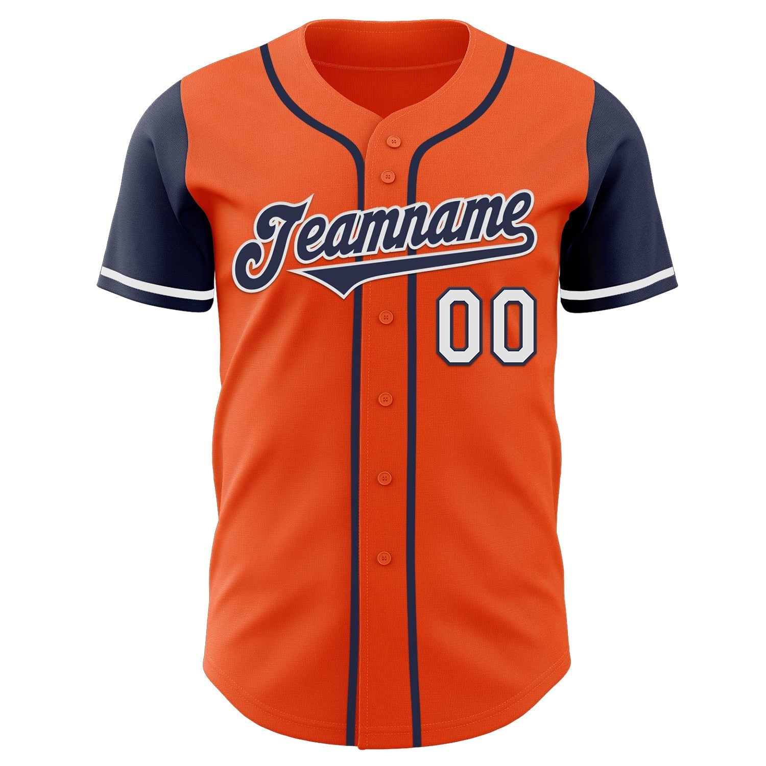 Custom Orange Navy-White Authentic Two Tone Baseball Jersey baseball jersey product view 2