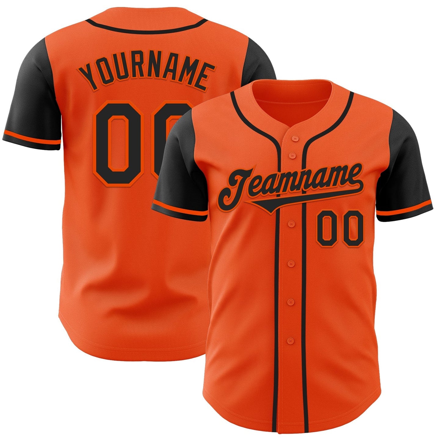 Custom Orange Black Authentic Two Tone Baseball Jersey baseball jersey product view 1