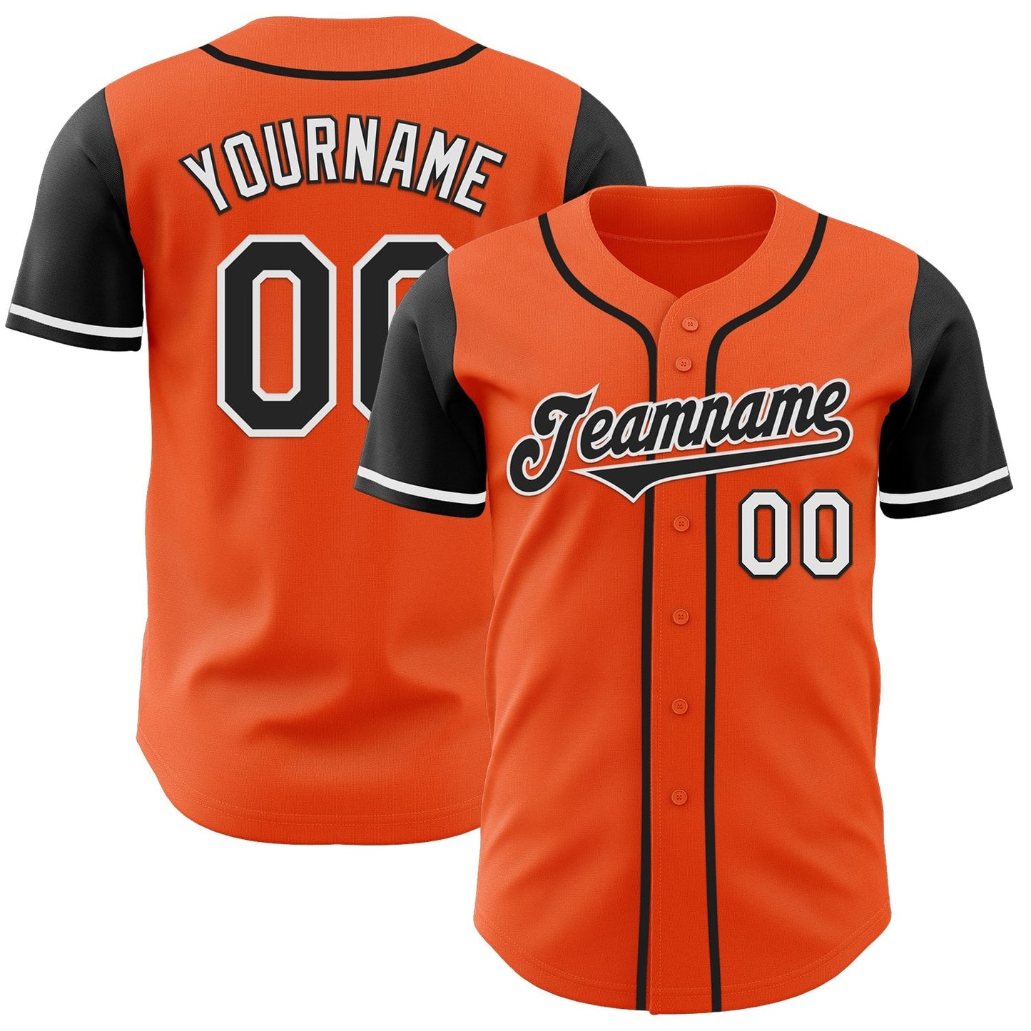 Custom Orange Black-White Authentic Two Tone Baseball Jersey baseball jersey product view 1